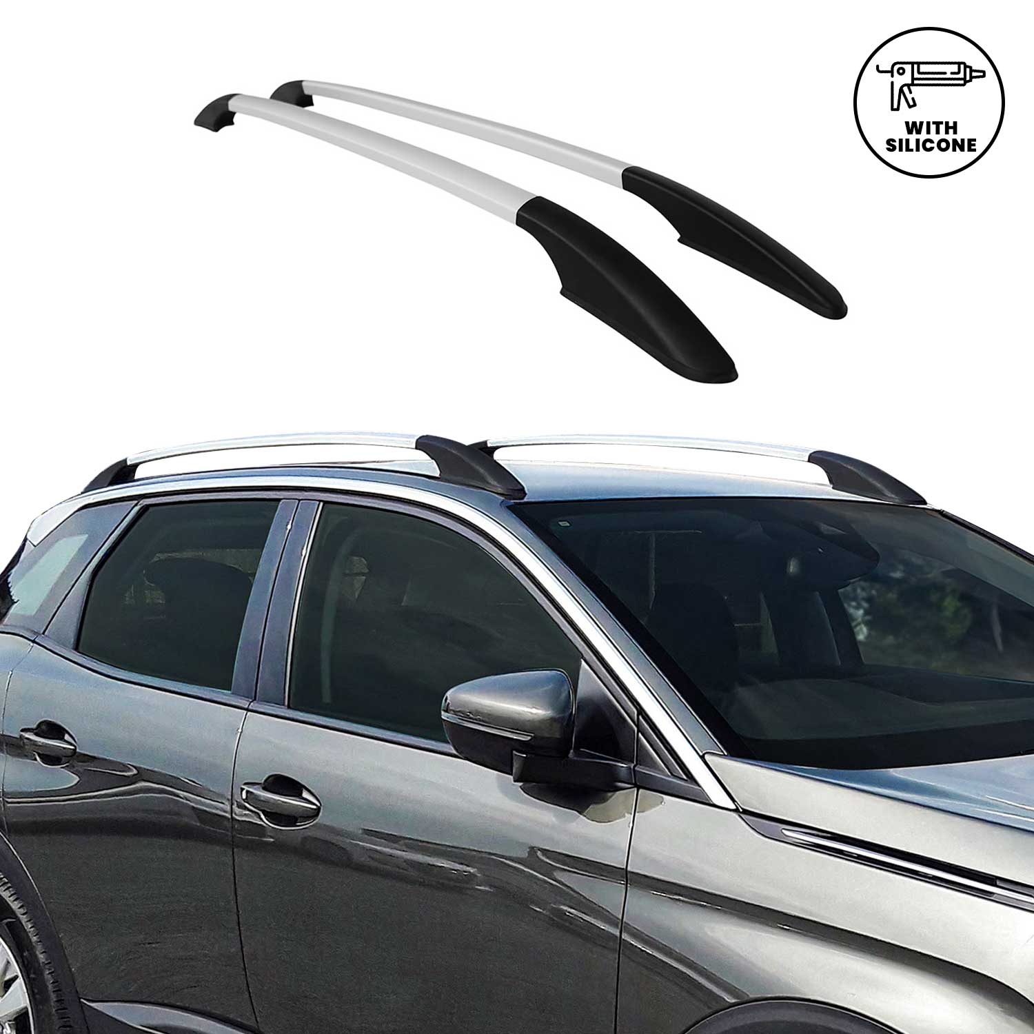 2007-2012 SsangYong Actyon Sport Roof Rack Rails Side Rails Silver