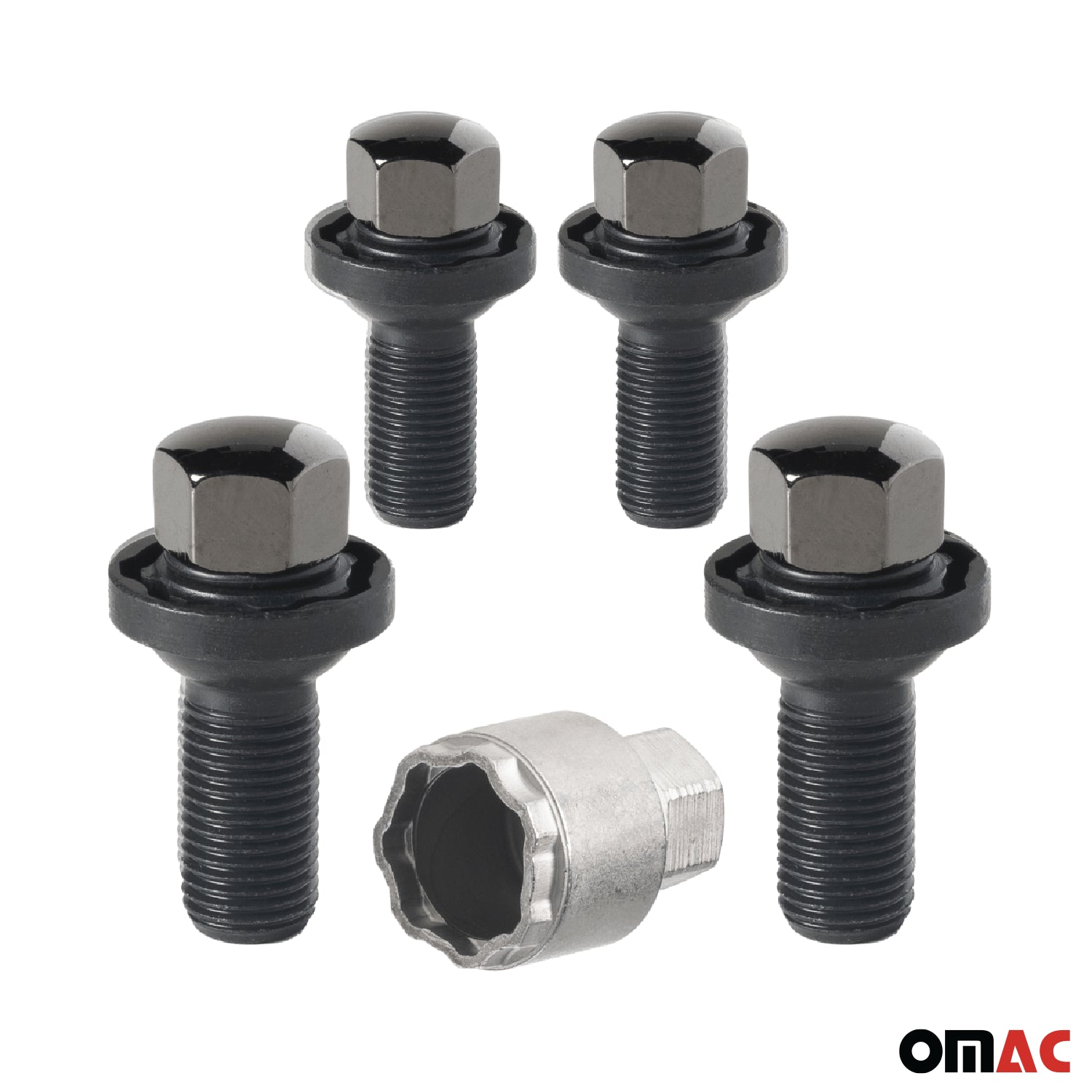 Wheel Lock Kit for Audi A1 / A3 / A4 / A5 M14X1,5 Bolt Chromed Black 4Locks
