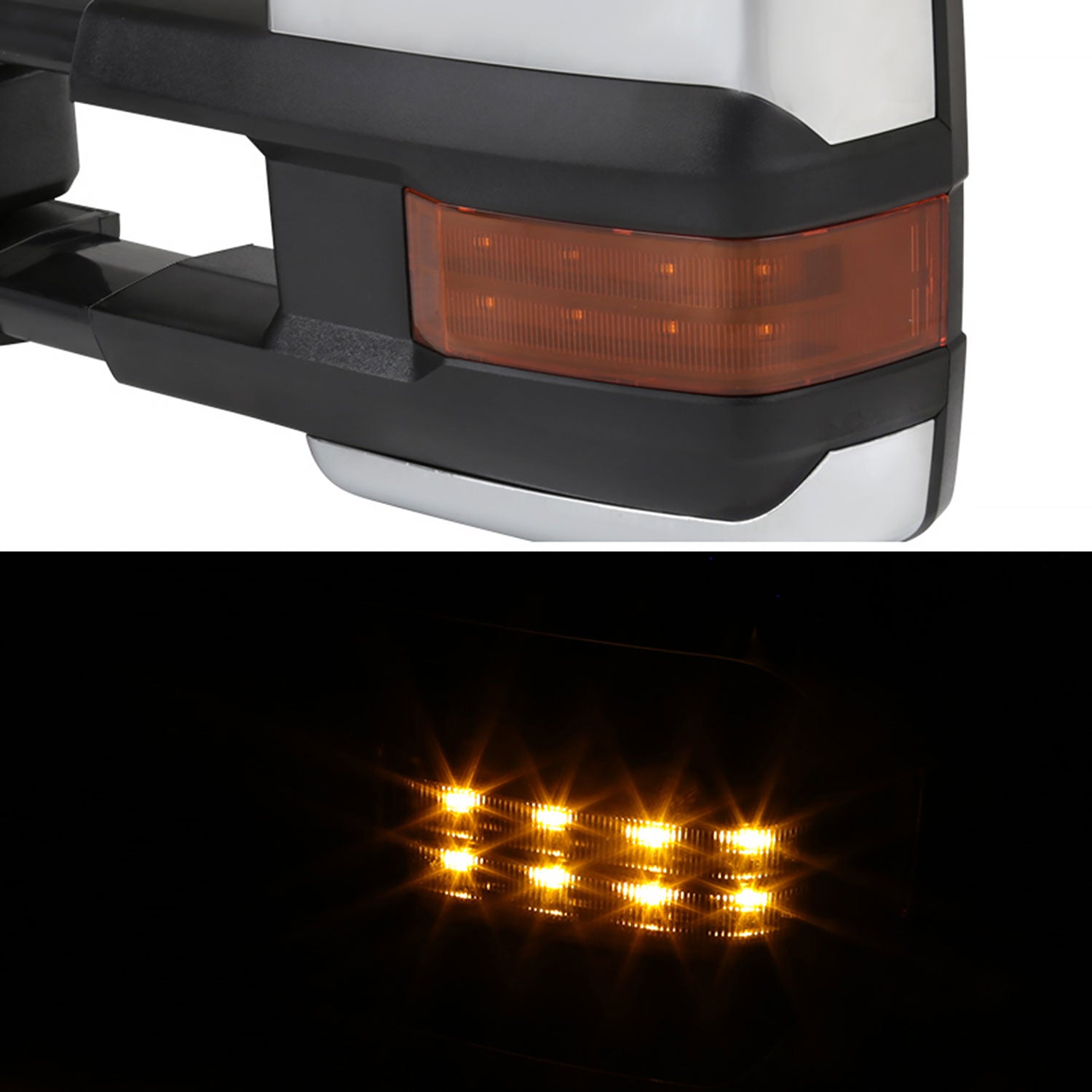 2014-2018 Chevy Silverado/GMC Sierra Heated Manual Chrome Towing Mirrors Amber