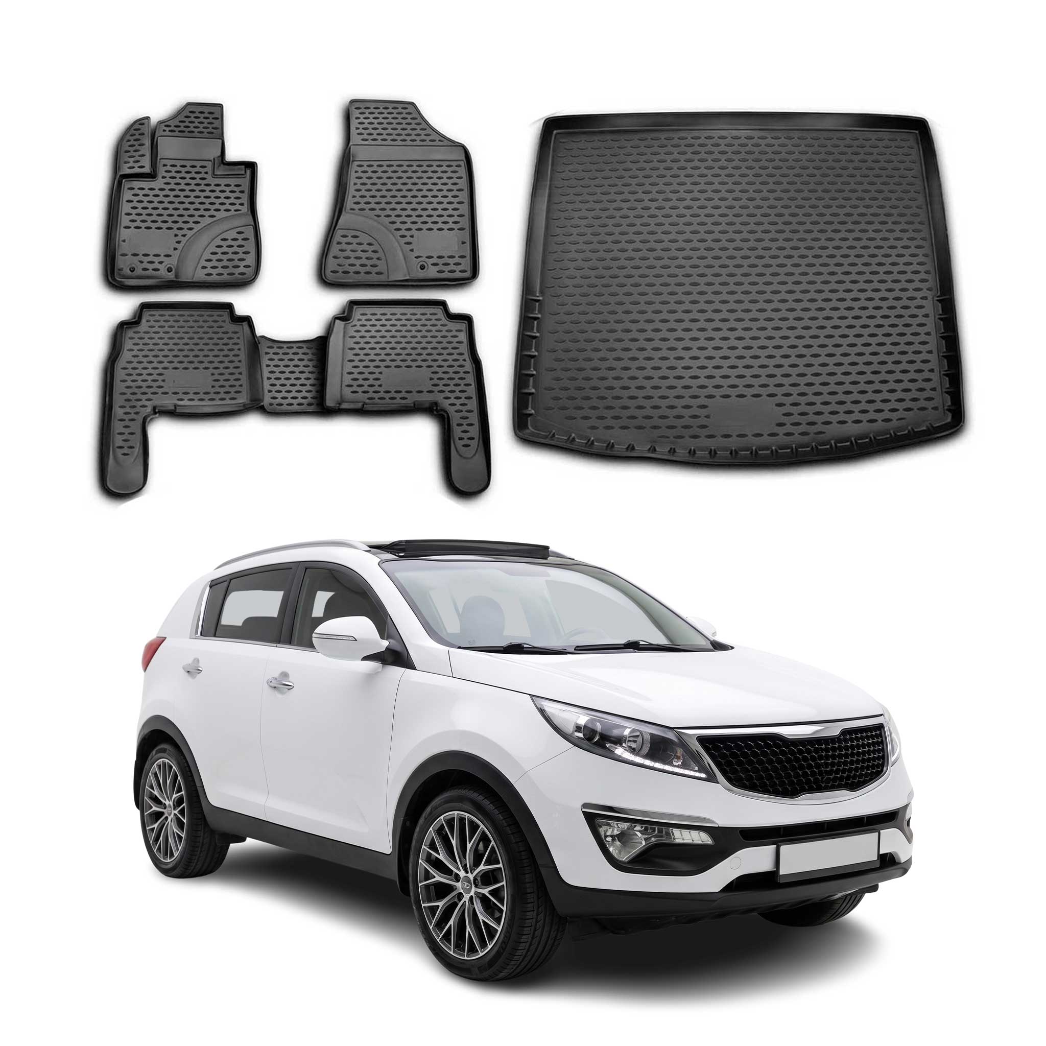 2011-2013 Kia Sorento Floor Mats & Cargo Liner Full Set All Weather Black