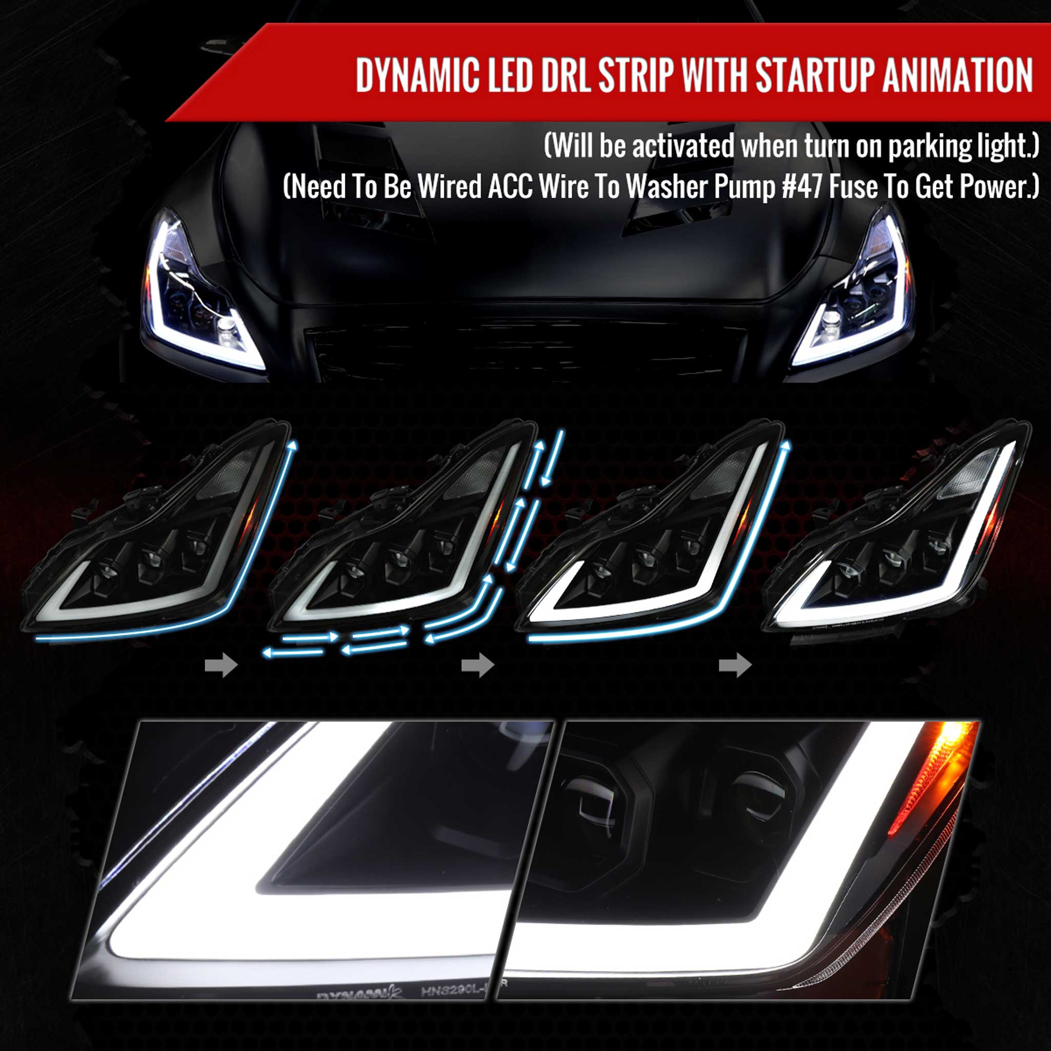For Infiniti G37 2008-13 / Q60 Coupe 2014-15 LED Turn Signal Full LED Triple Headlights Matte Black Housing Smoked Lens