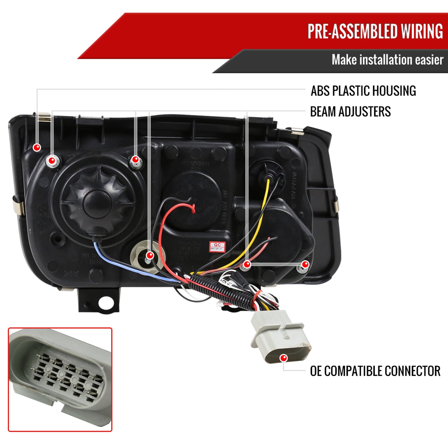 1999-2004 VW Jetta/Bora Projector Headlights R8 LED Light Black/Smoke Lens
