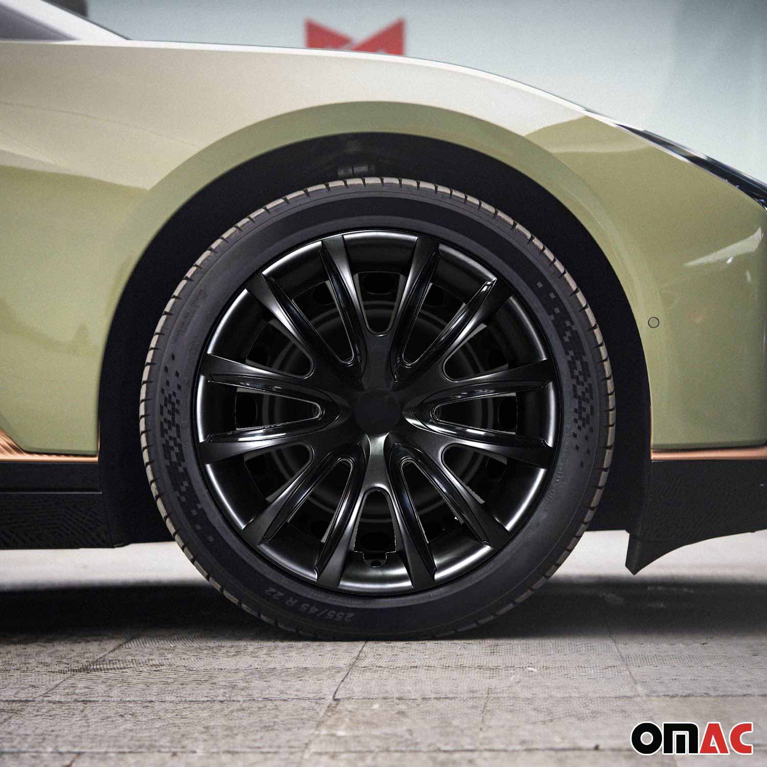 Bicolo Hub Caps Wheel Cover 16" Black & Black Full Set 4 pcs.