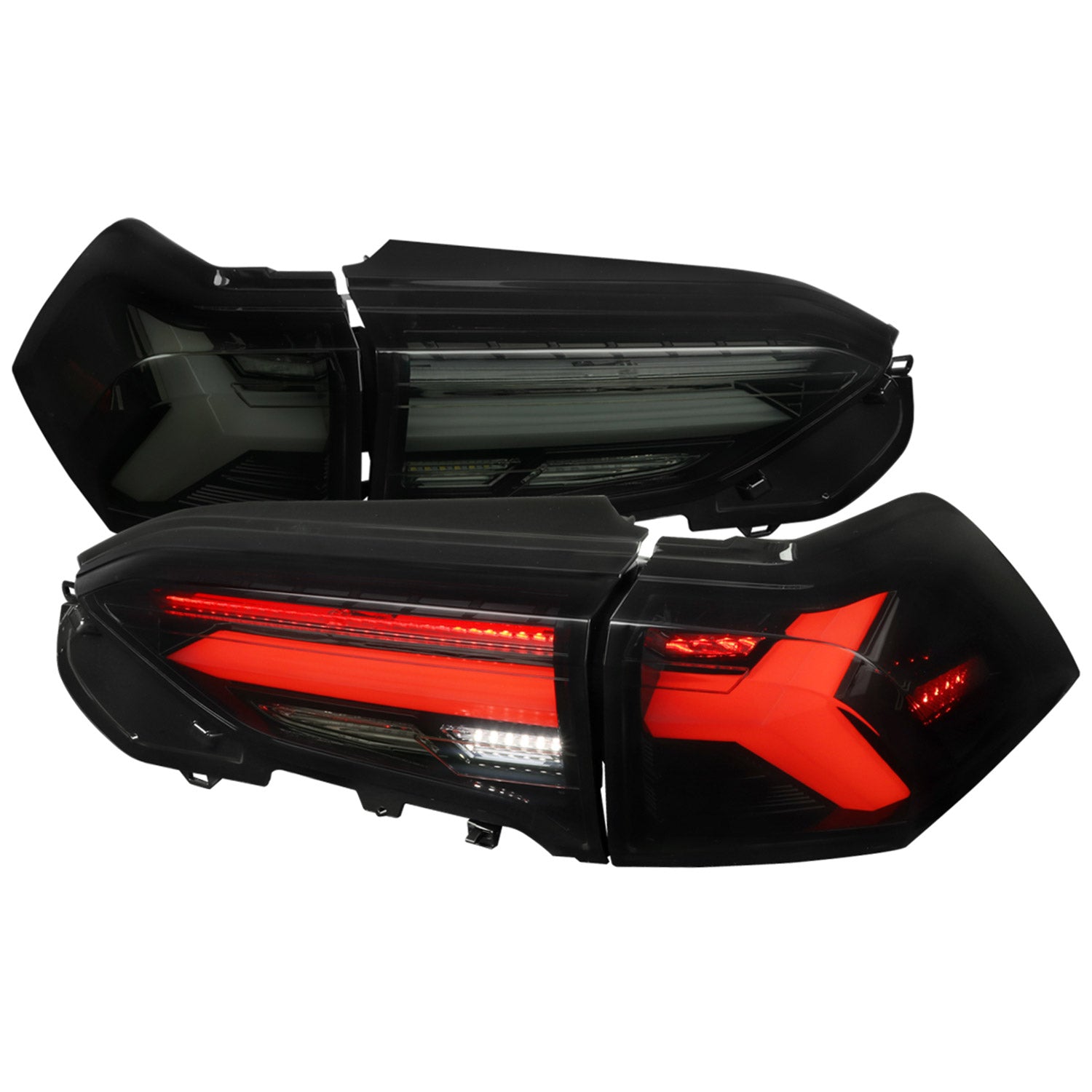 2019-2024 Toyota RAV4 White LED Bar Signal Tail Lights Glossy Black/Dark Smoke