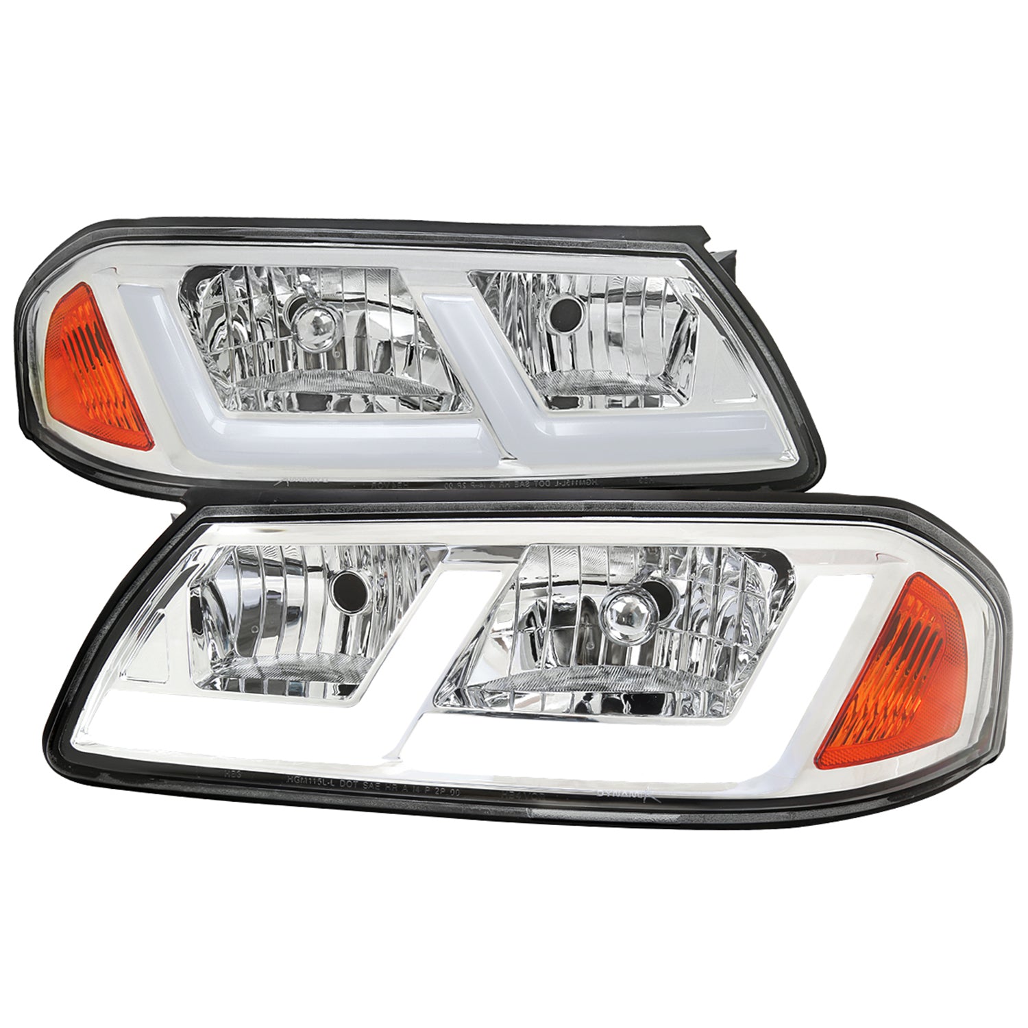 2000-2005 Chevy Impala LED Bar Factory Style Headlights Chrome/Clear Lens