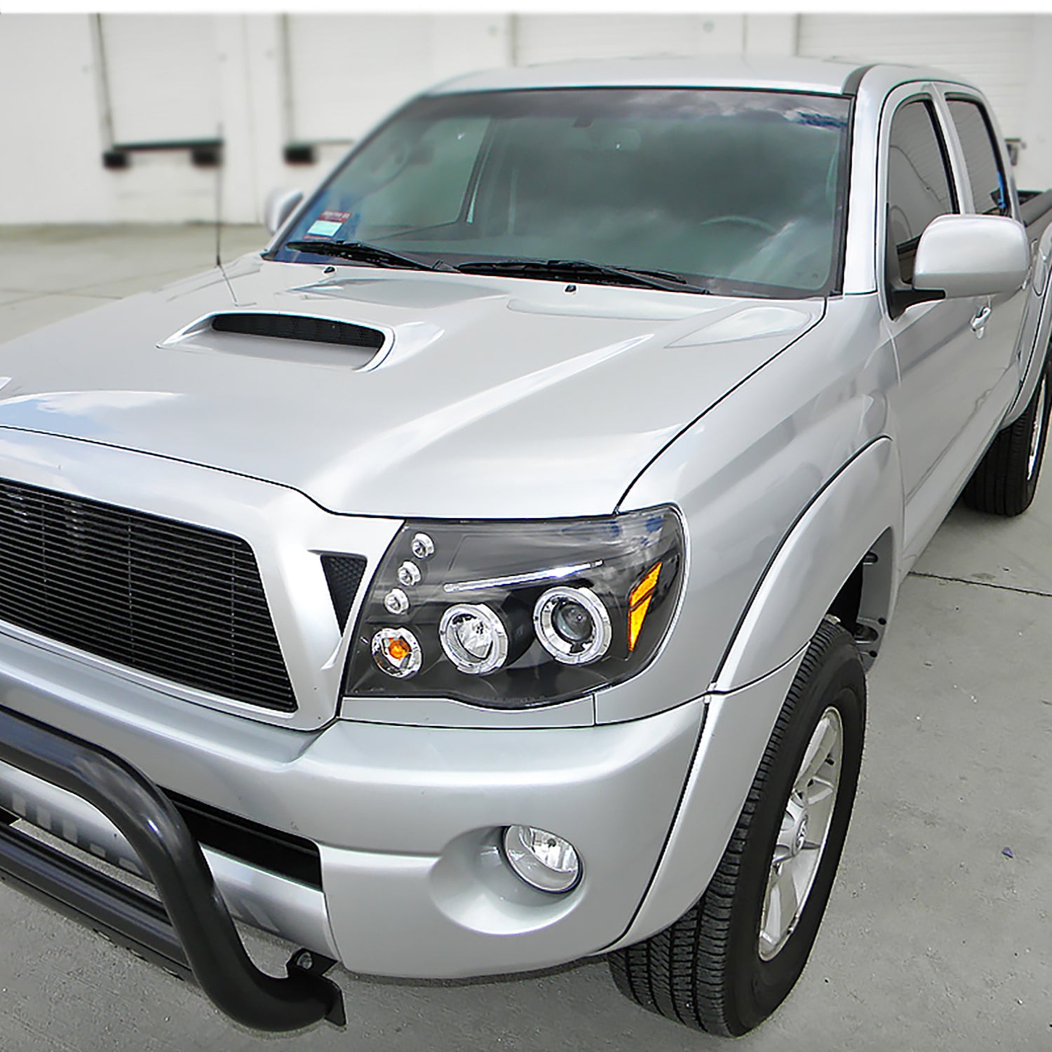 2005-2011 Toyota Tacoma Dual Halo Projector Headlights Matte Black/Clear Lens