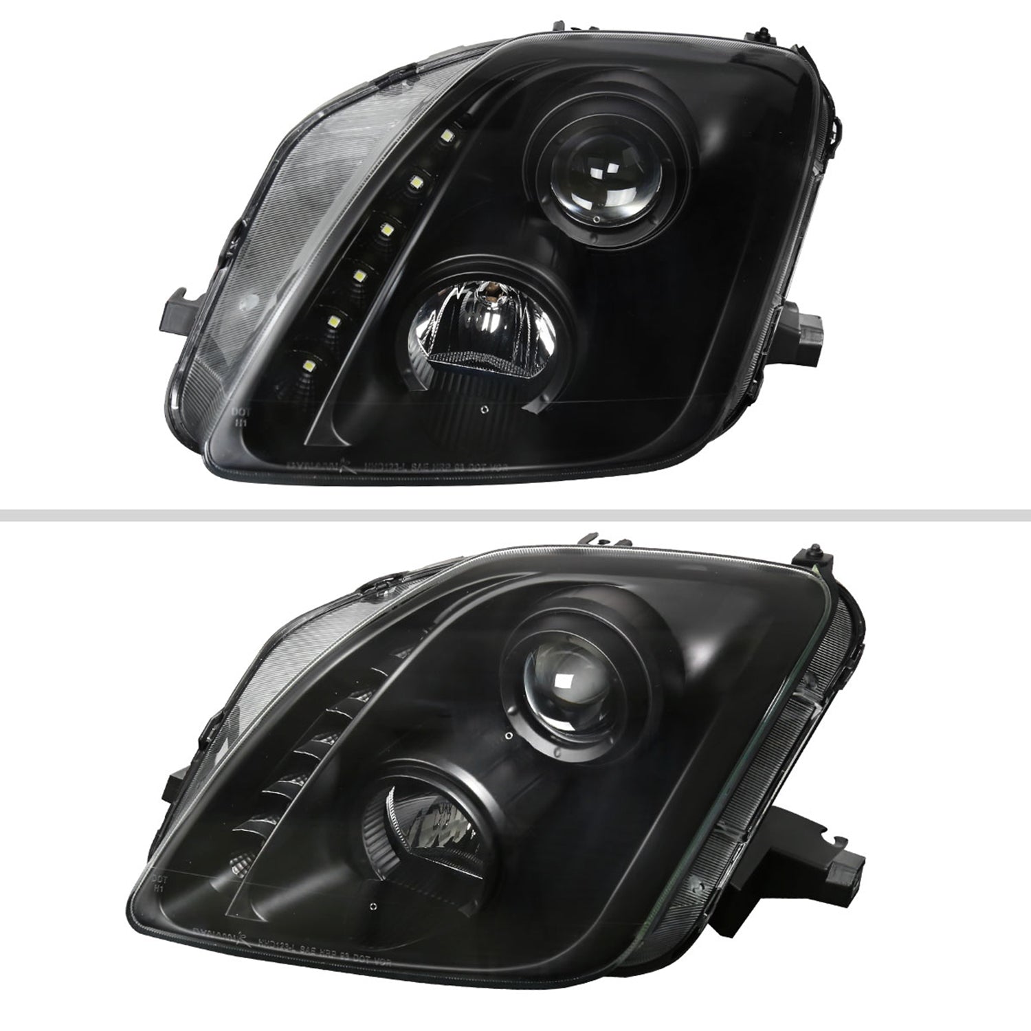 1997-2001 Honda Prelude Projector Headlights SMD LED Light Strip Matt Black
