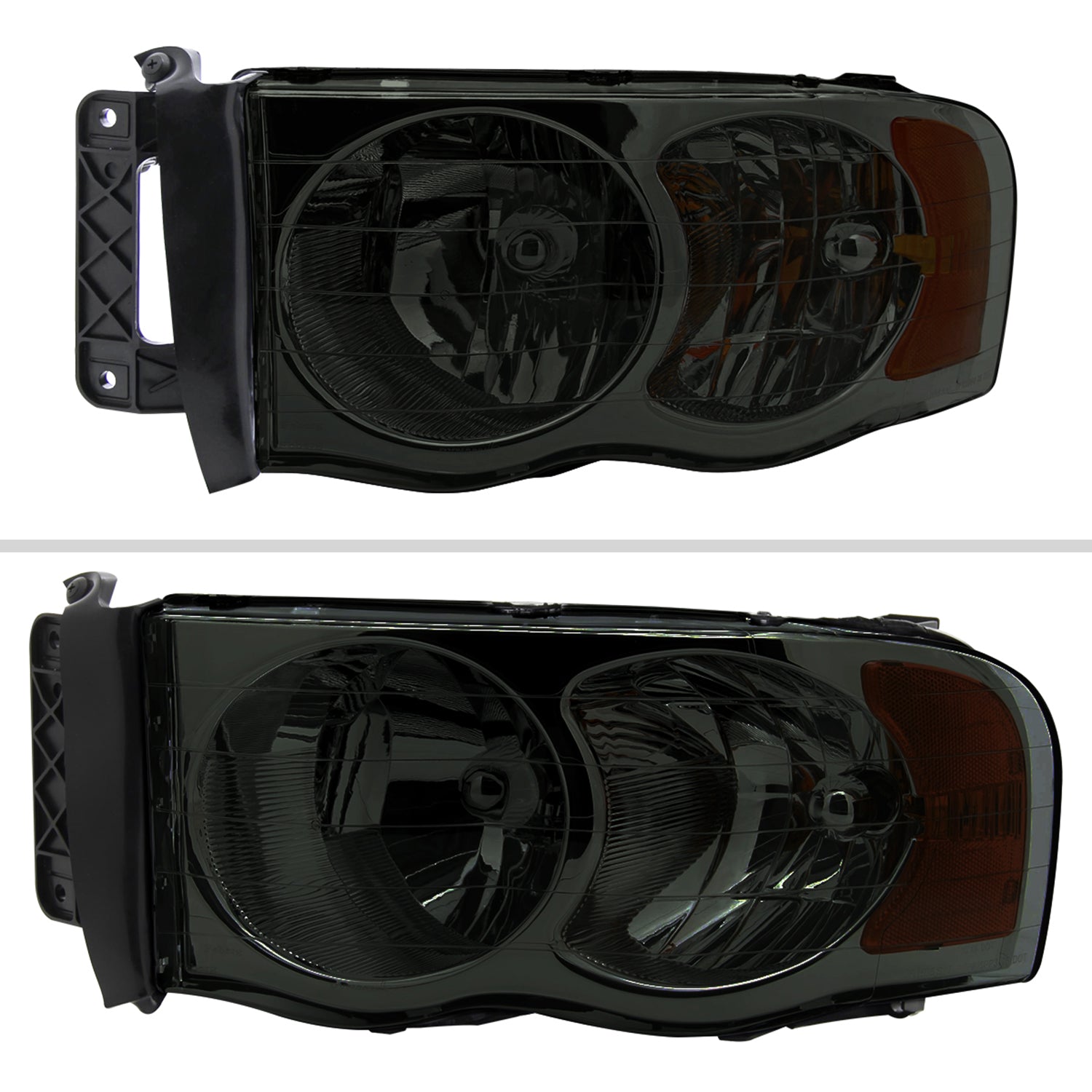 2002-2005 Dodge RAM 1500 2500 3500 Factory Headlights Chrome/Smoke