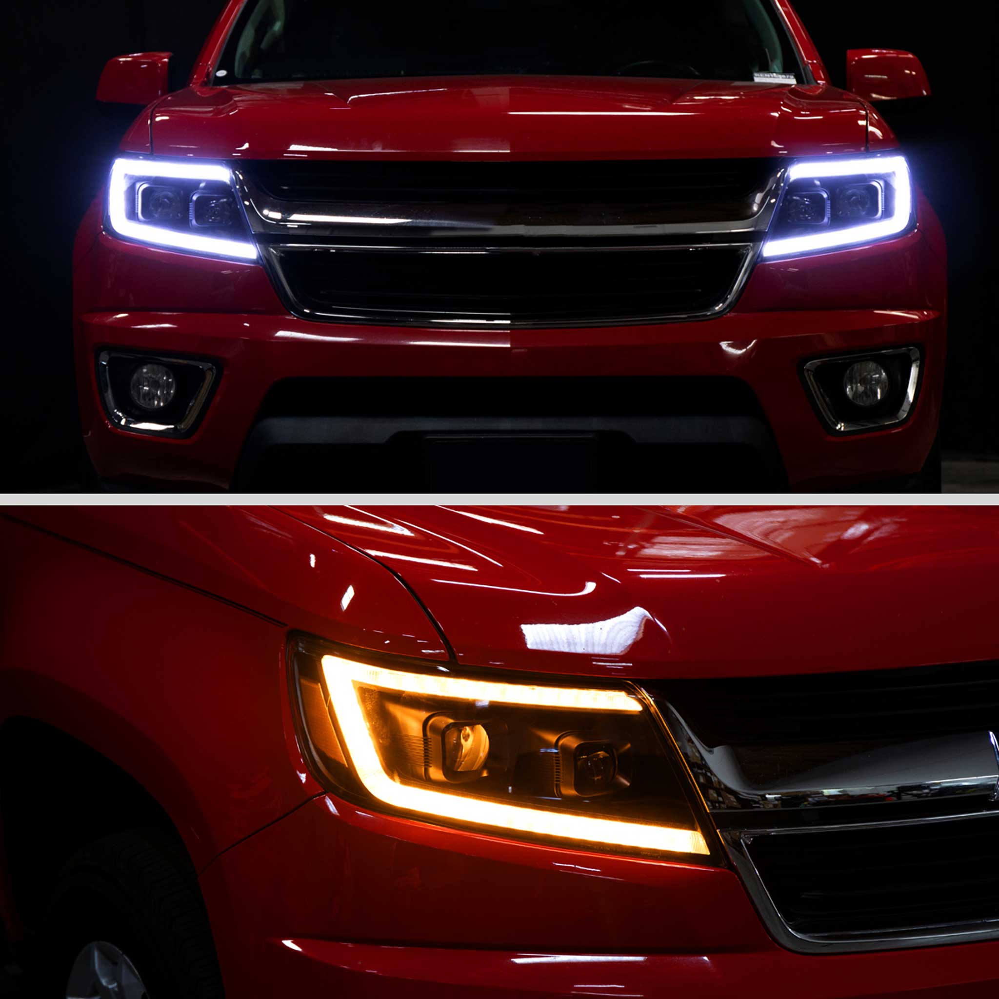 For Chevrolet Colorado 2015-2022 Headlights LED DRL Light Strip Turn Signal Side Marker Black Housing Clear Lens
