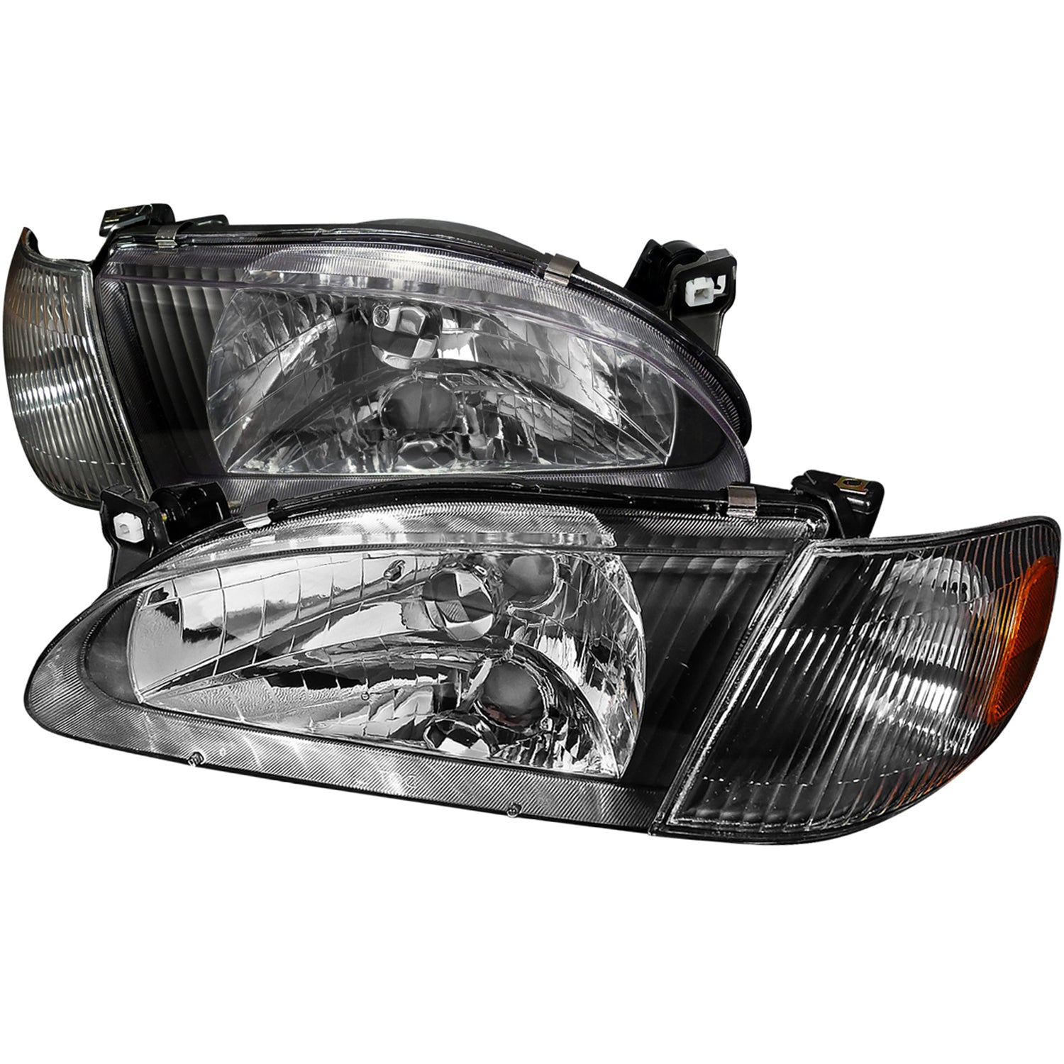 1998-2000 Toyota Corolla Factory Crystal Headlights Corner Lights&Bulbs Black