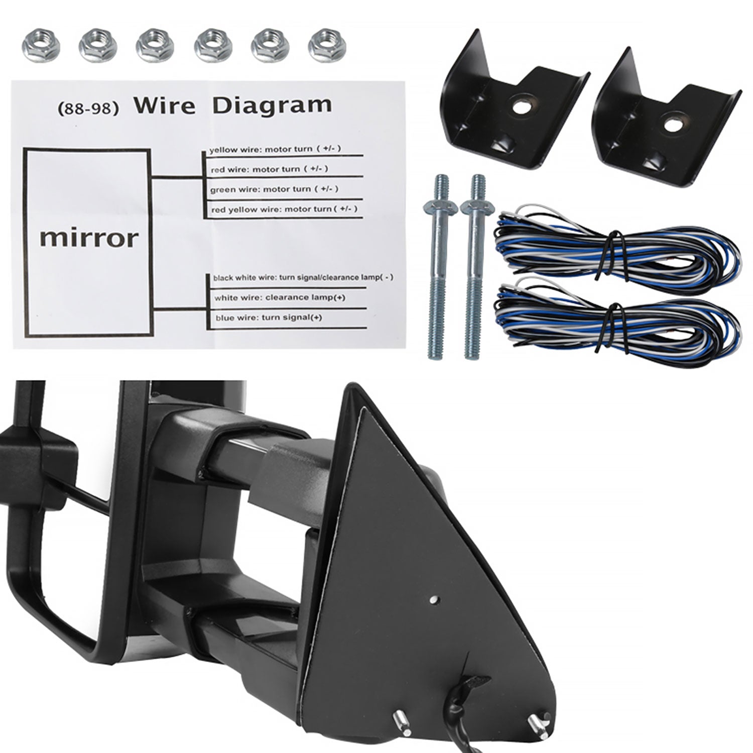 1988-2000 Chevy C/K Tahoe Yukon/Suburban Heated Towing Mirrors Amber &Signal