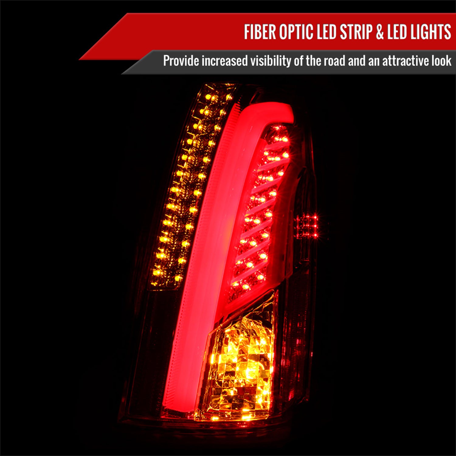 2003-2007 Cadillac CTS LED Tail Lights Chrome Housing/Red Smoke Lens