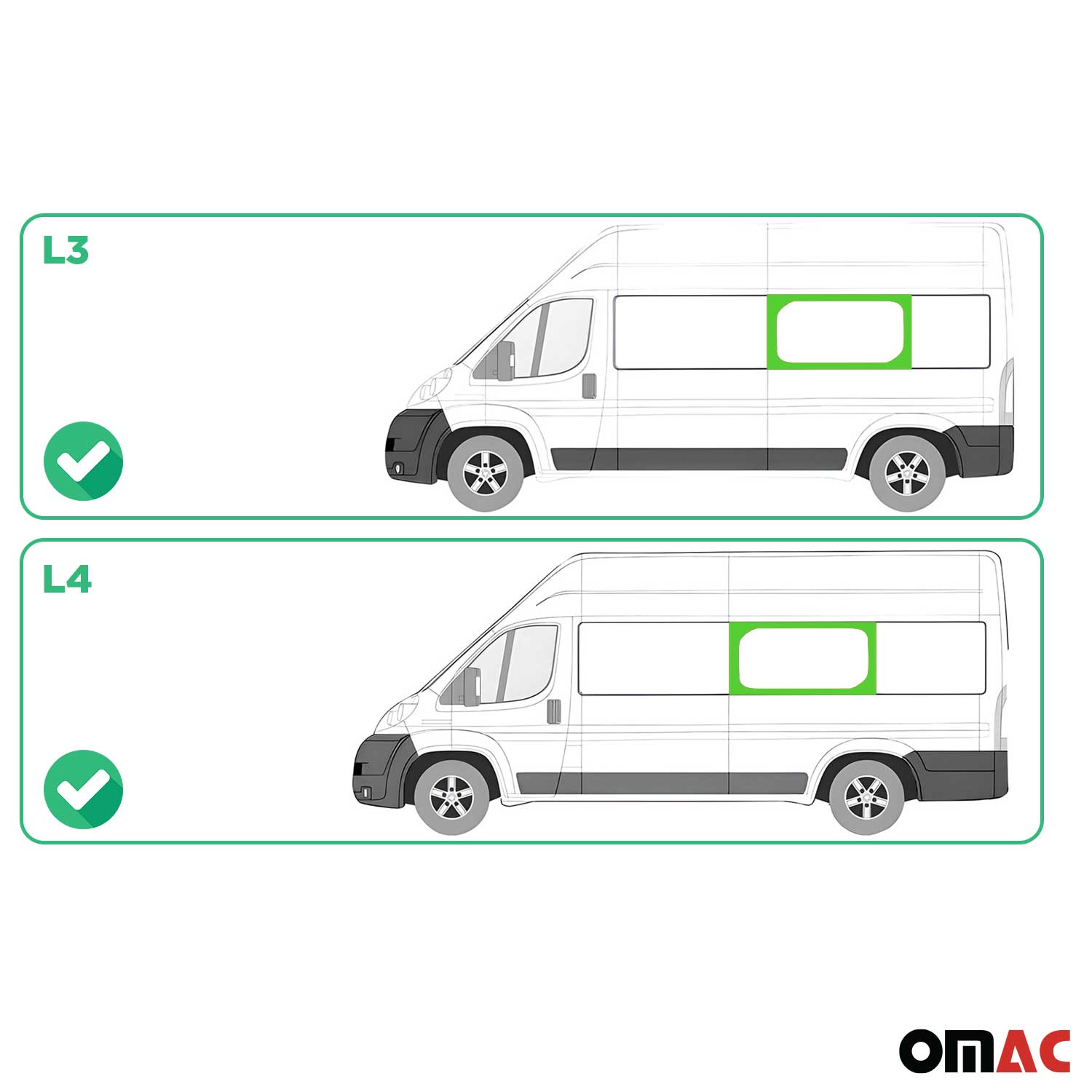 2014-2026 RAM ProMaster Window Glass Fit Kit Mid Left Side L3 L4 Black