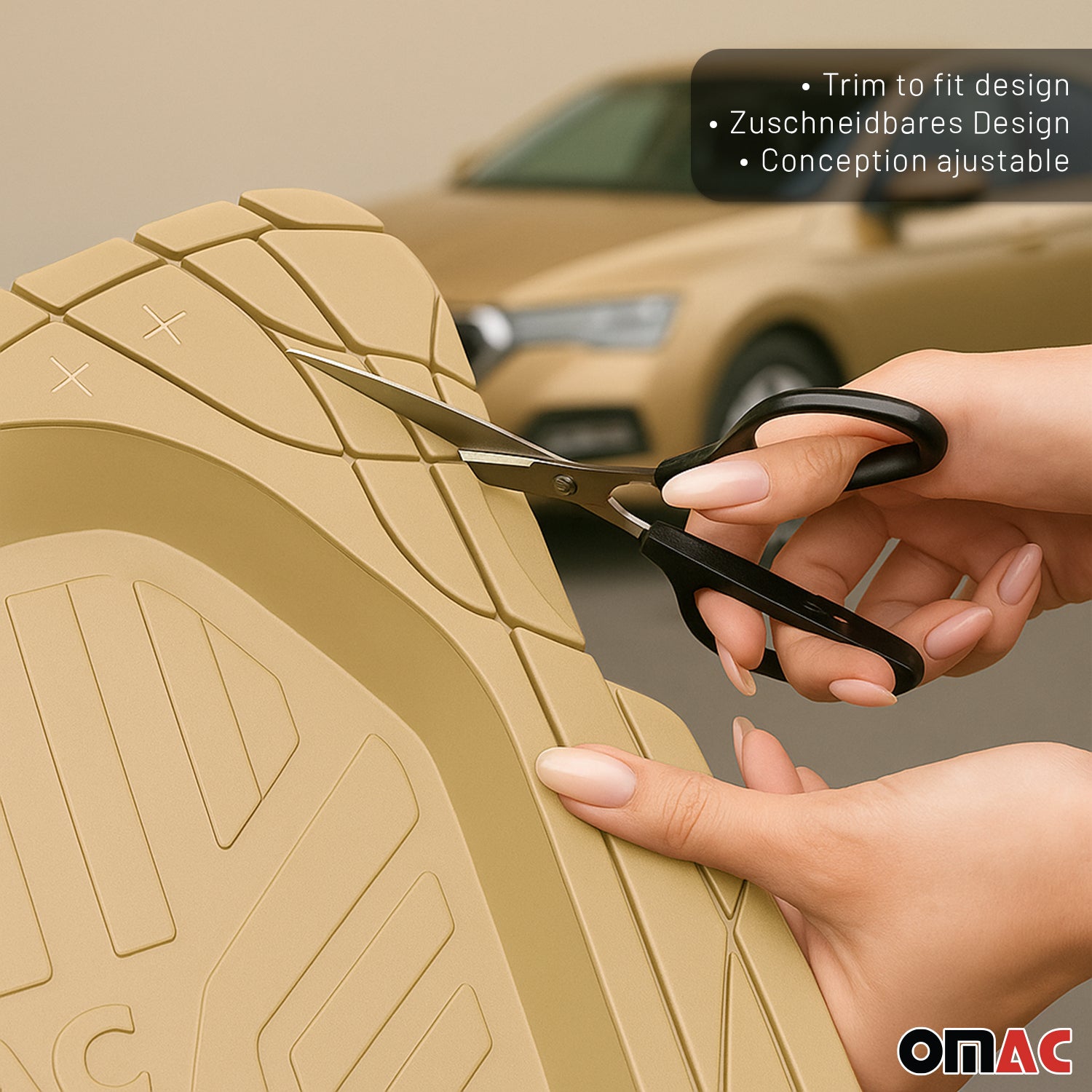 Heavy Duty Trim to fit Floor Mats Liner Waterproof 3D All-Weather 4Pcs Tan