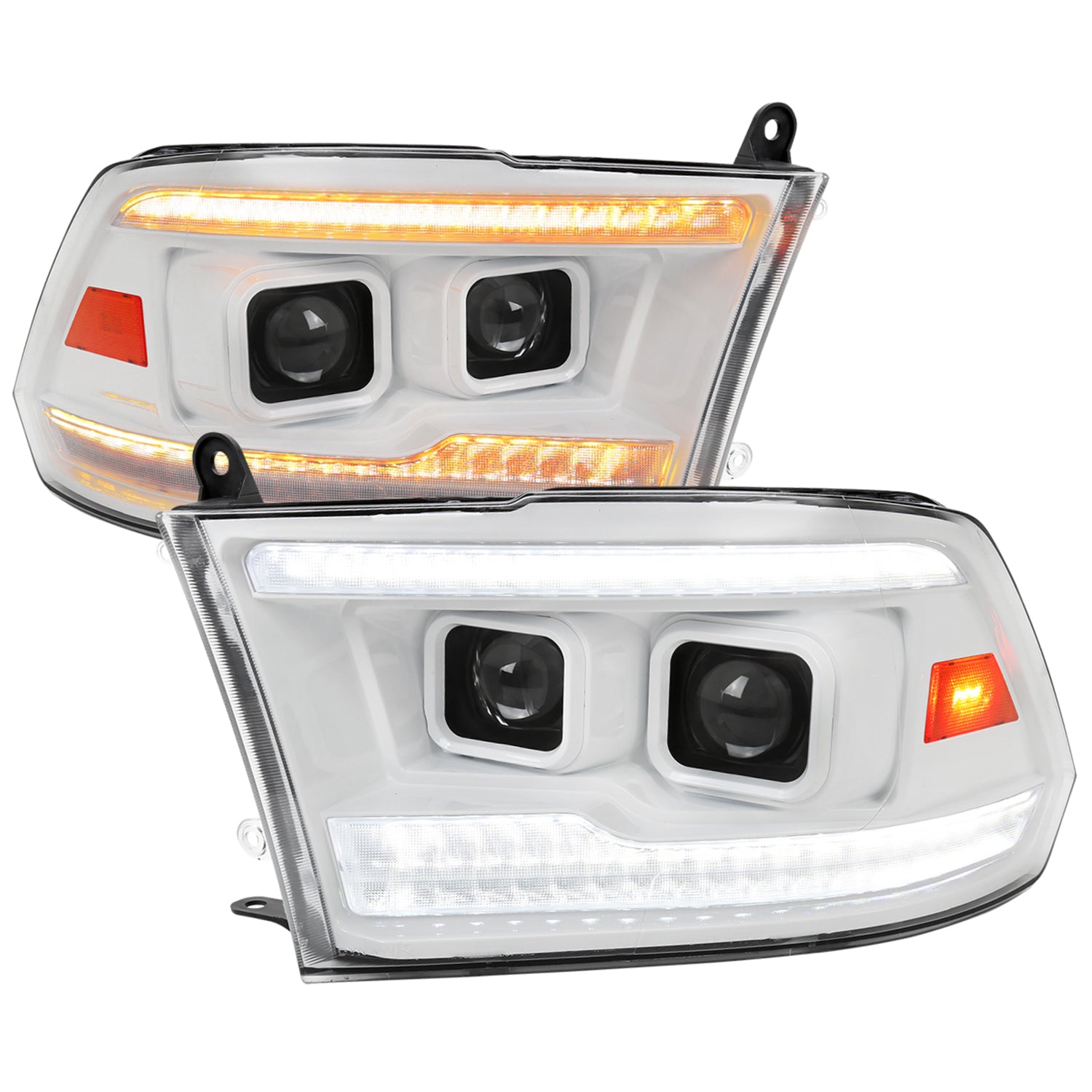 2009-2018 Dodge RAM 1500/ RAM 2500/3500 Headlights White Housing