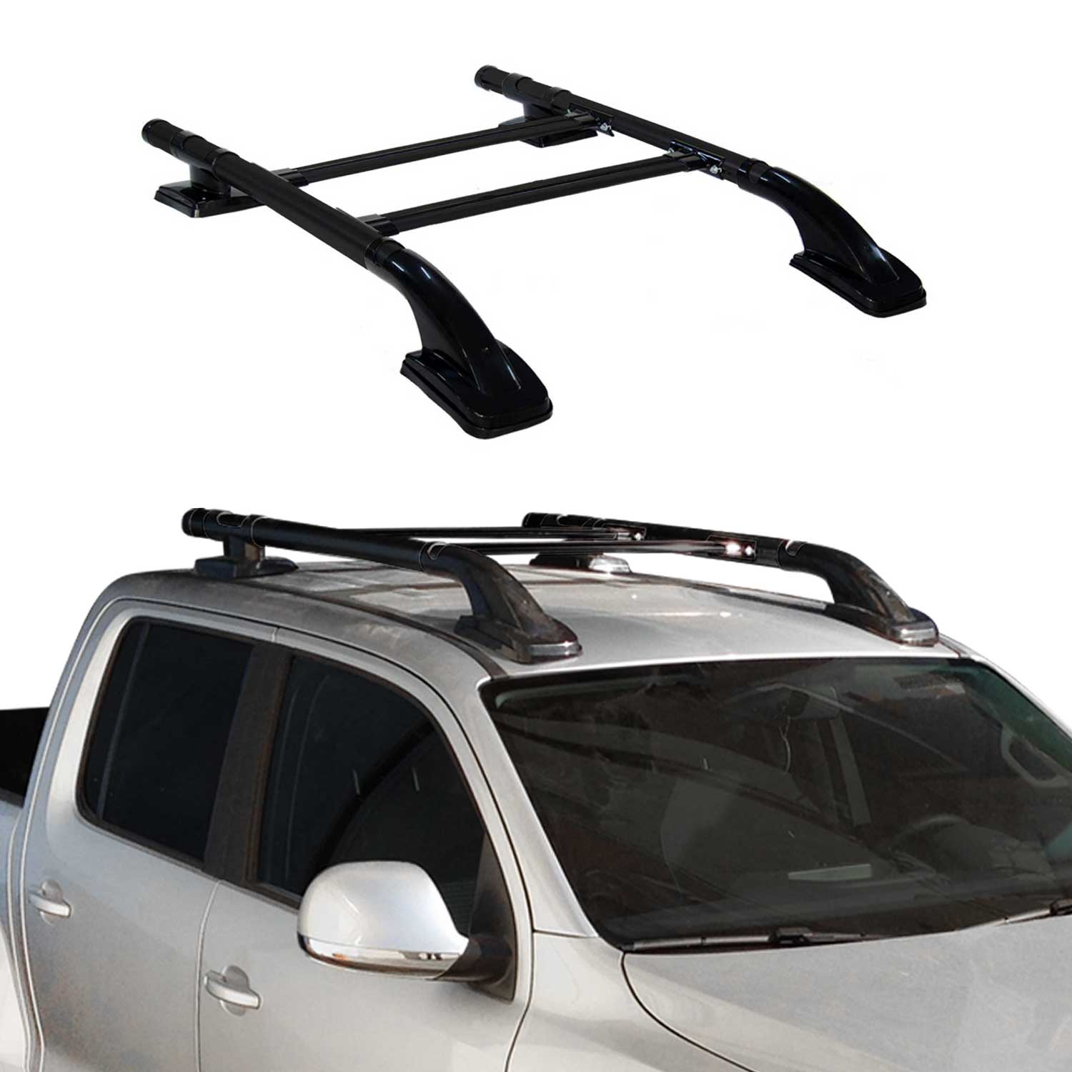 2023-2026 GMC Canyon III Crew Cab Top Roof Rack & Side Rails Black Alu 4Pcs