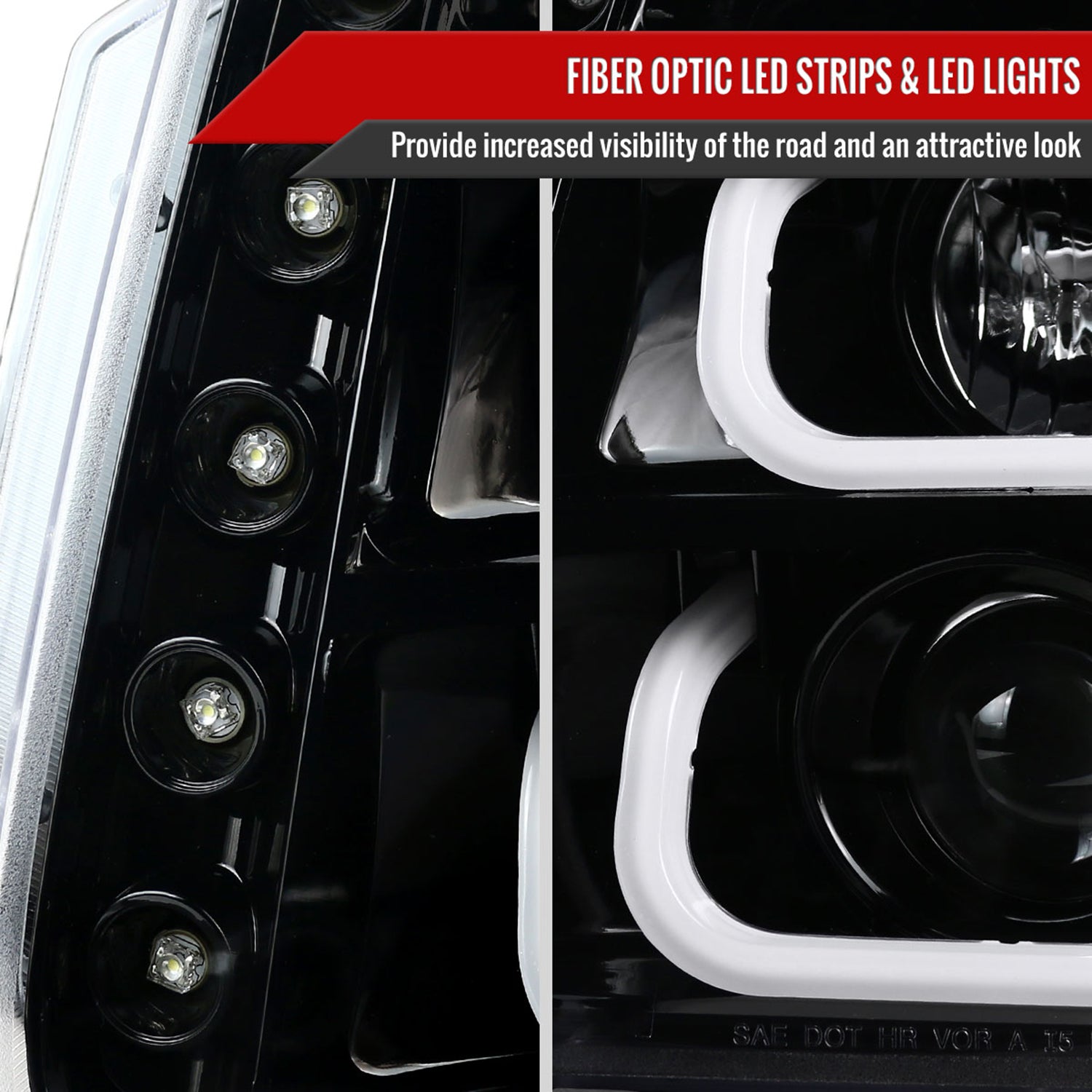 2007-2014 GMC Yukon/Yukon XL 1500/2500 LED UBar Projector Headlights Jet Black