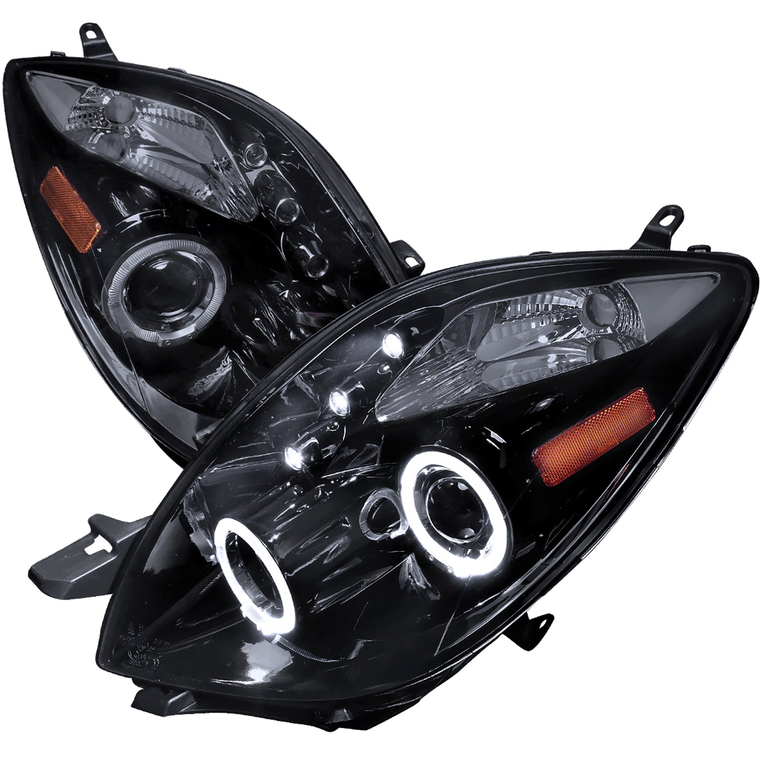 2006-2008 Toyota Yaris Dual Halo Projector Headlights Glossy Black/Smoke Lens