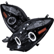 2006-2008 Toyota Yaris Dual Halo Projector Headlights Glossy Black/Smoke Lens