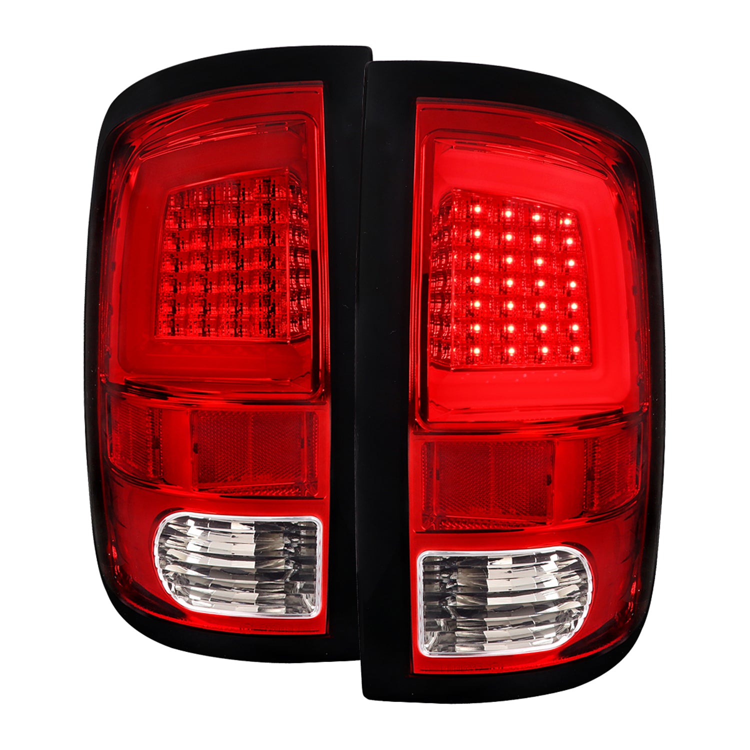 2009-2018 Dodge RAM 1500 2500 3500 White Bar LED Tail Lights Chrome/Red
