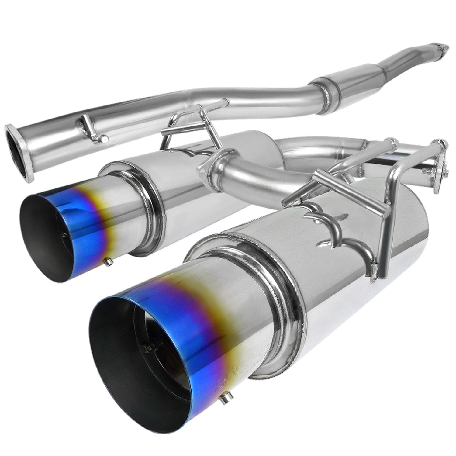 2008-2015 Mitsubishi Lancer EVO X/EVO Steel Dual Catback Exhaust Burnt Tips