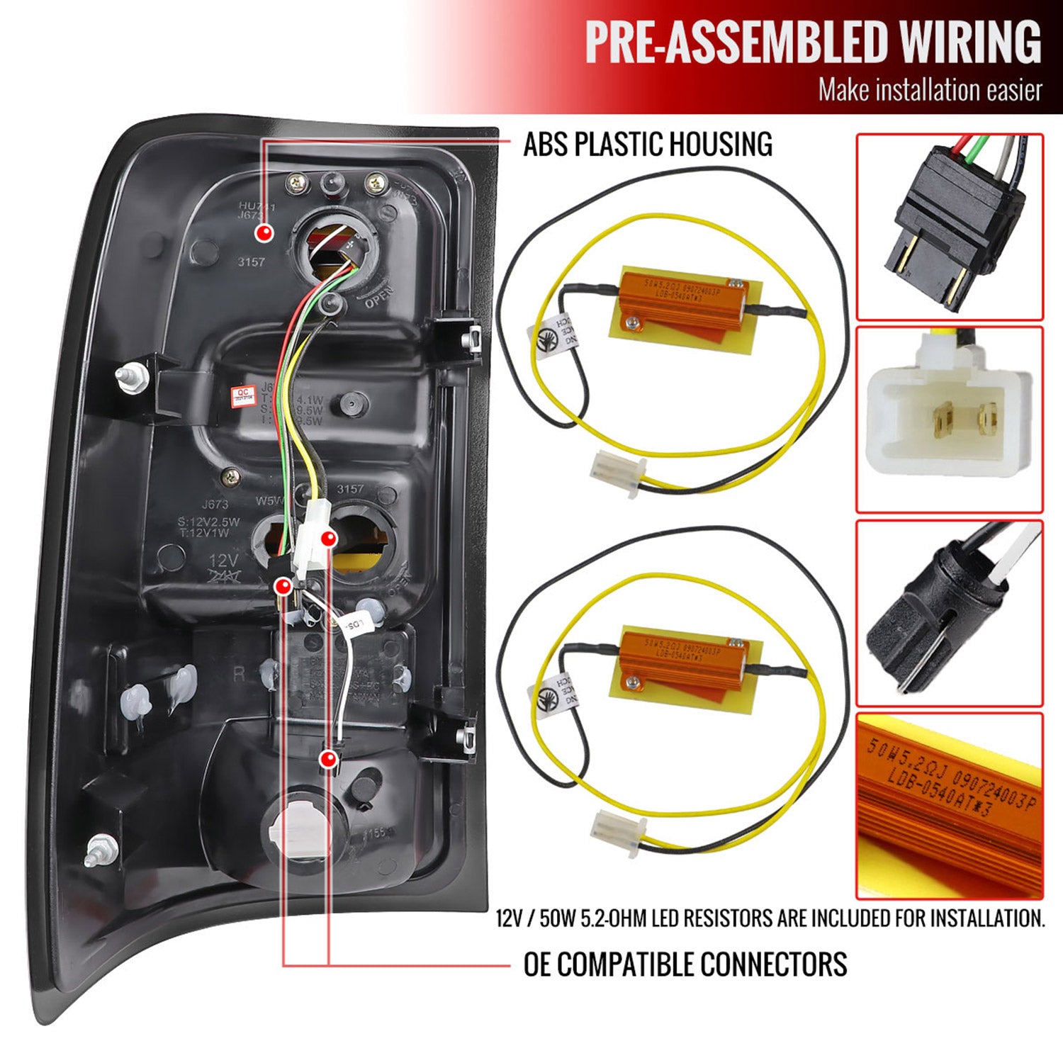 2007-2013 GMC Sierra 1500 2500HD 3500HD C-Bar LED Tail Lights Chrome/Smoke