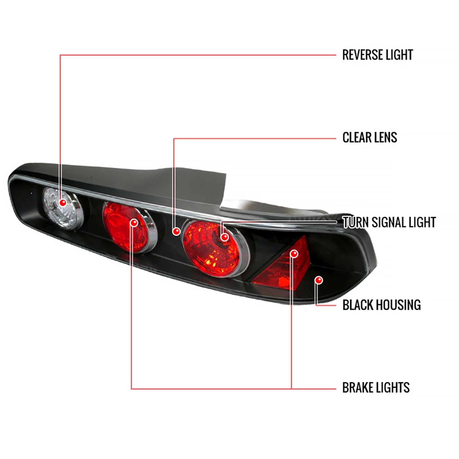 1994-2001 Acura Integra Hatchback Tail Lights Matte Black Housing/Clear Lens