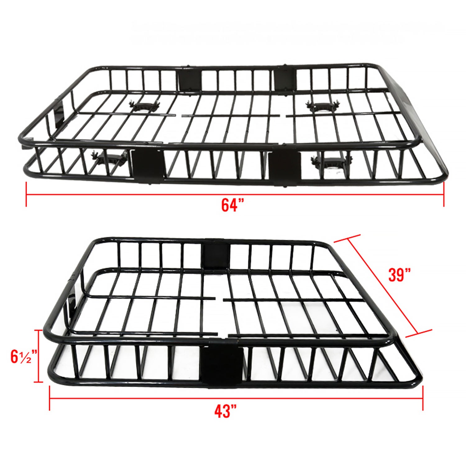 Universal Black Roof Rack Cargo Carrier w/ Extendable Luggage Hold Basket