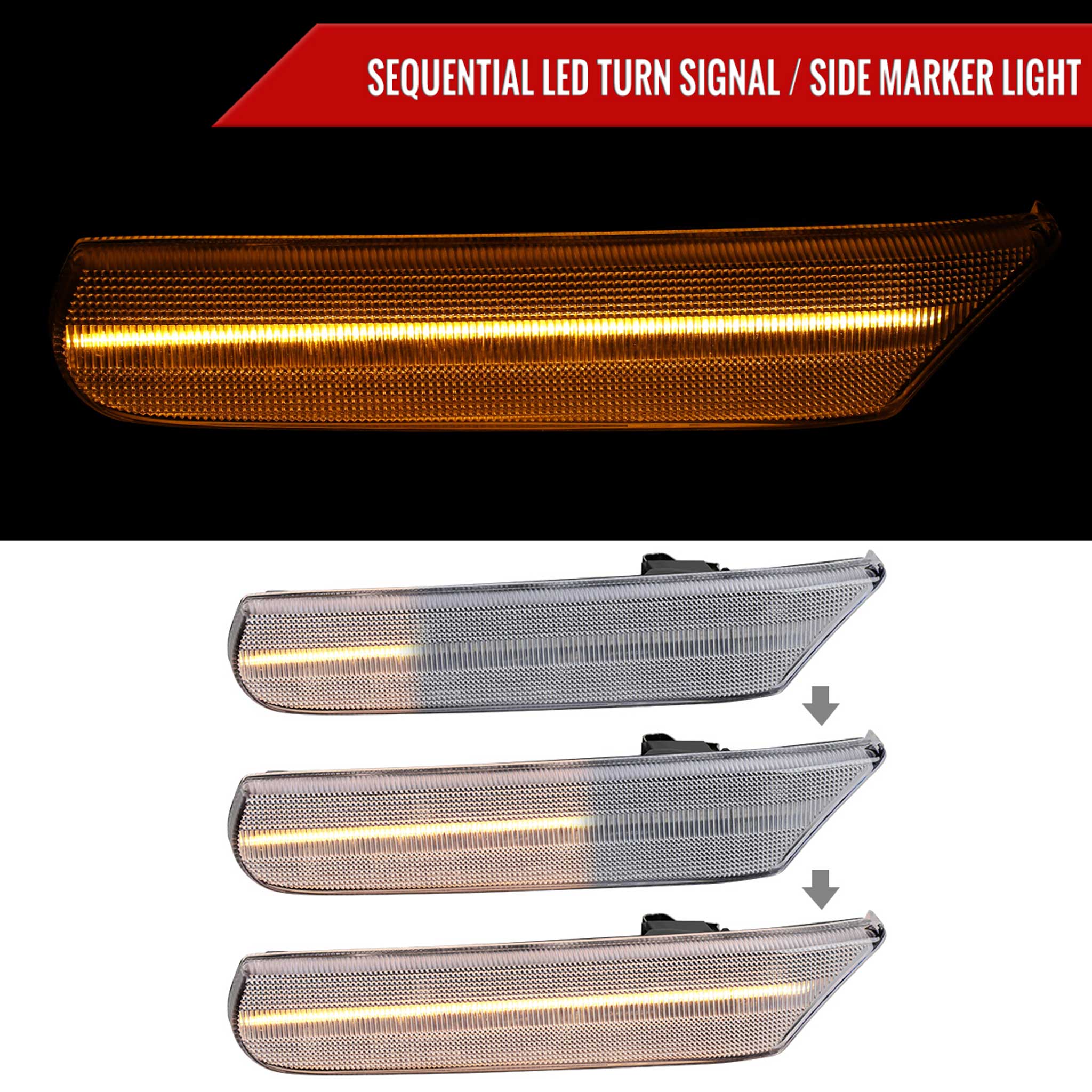For Porsche 911 986/996 1997-2006 LED Turn Signal Light Clear Lens Sequential