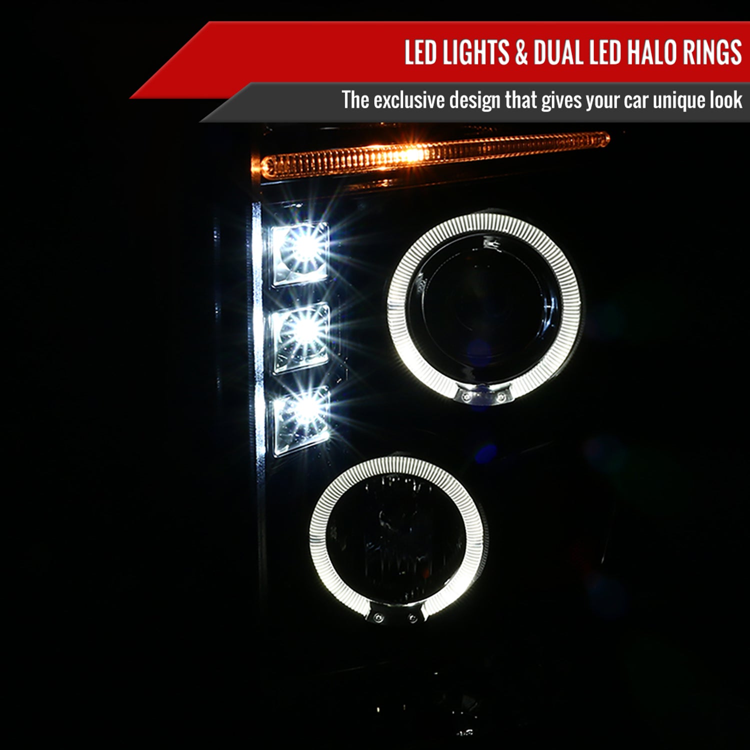 2008-2010 Ford F-250 F-350 F-450 Dual Halo Projector Headlights Black/Smoke