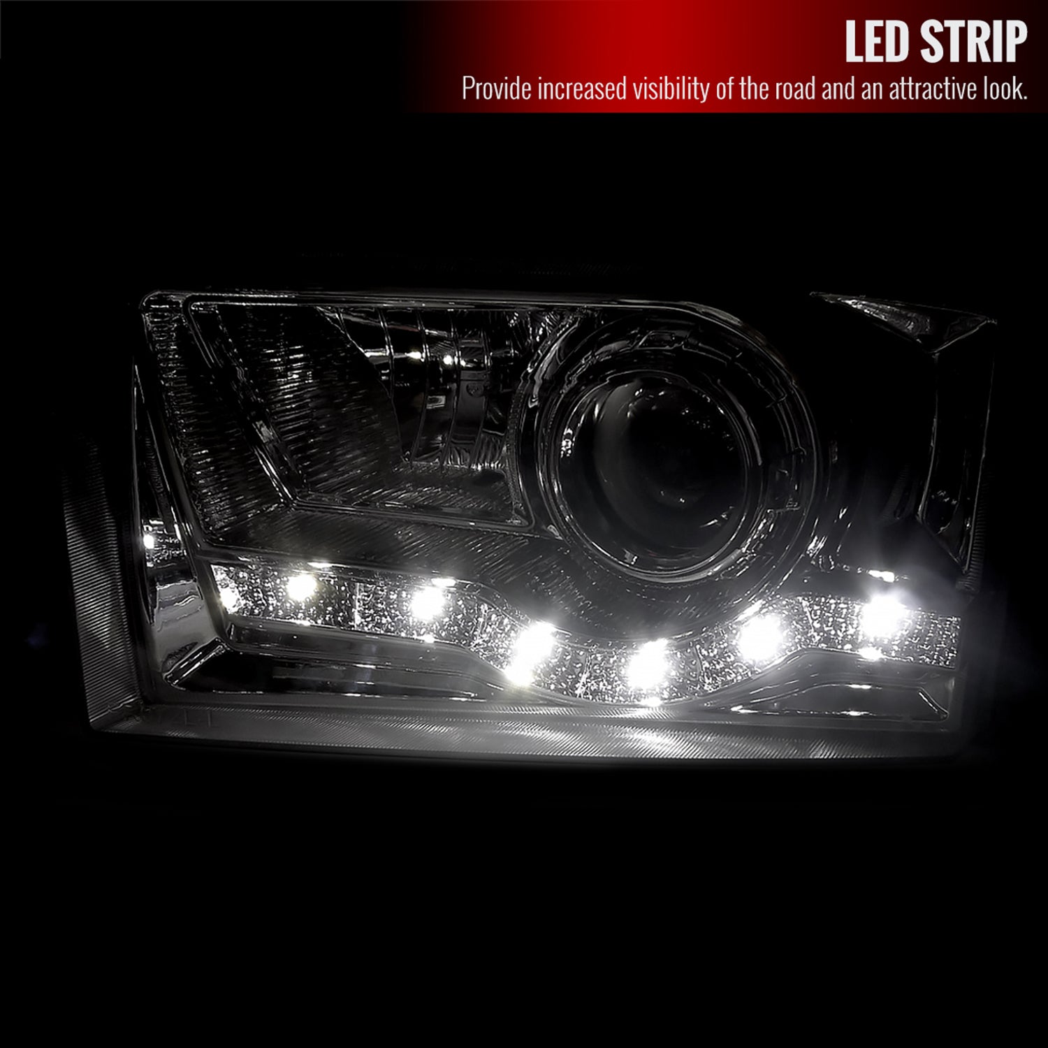 1999-2004 Ford F-250/350/450/550/Excursion Headlights LED Light Chrome