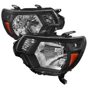 2012-2015 Toyota Tacoma Factory Headlights w/Amber Reflectors Matt Black/Clear