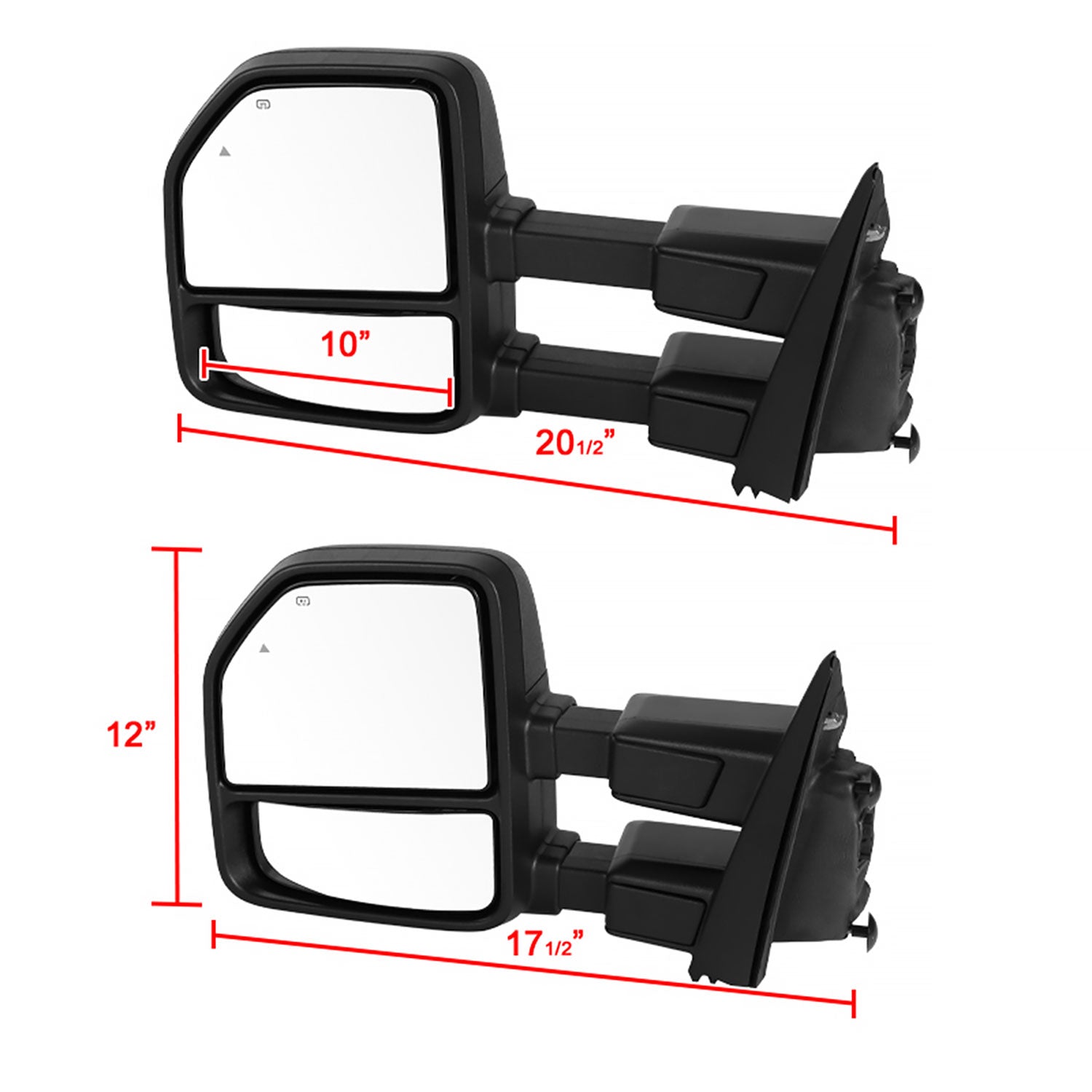 2017-2019 Ford F-250/350/450/550 Super Duty Heated & Manual Towing Mirrors