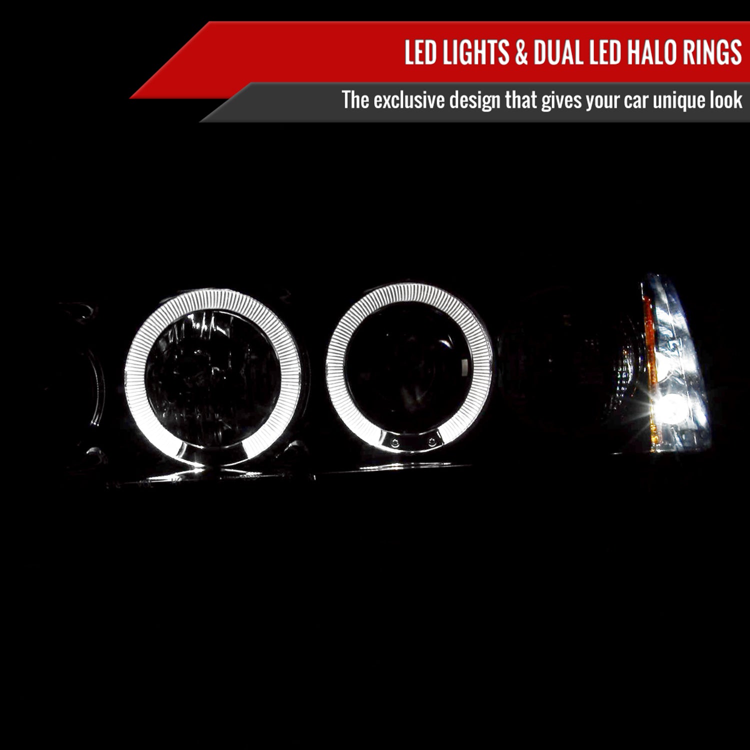 1994-1997 Honda Accord Dual Halo Projector Headlights Glossy Black/Smoke Lens