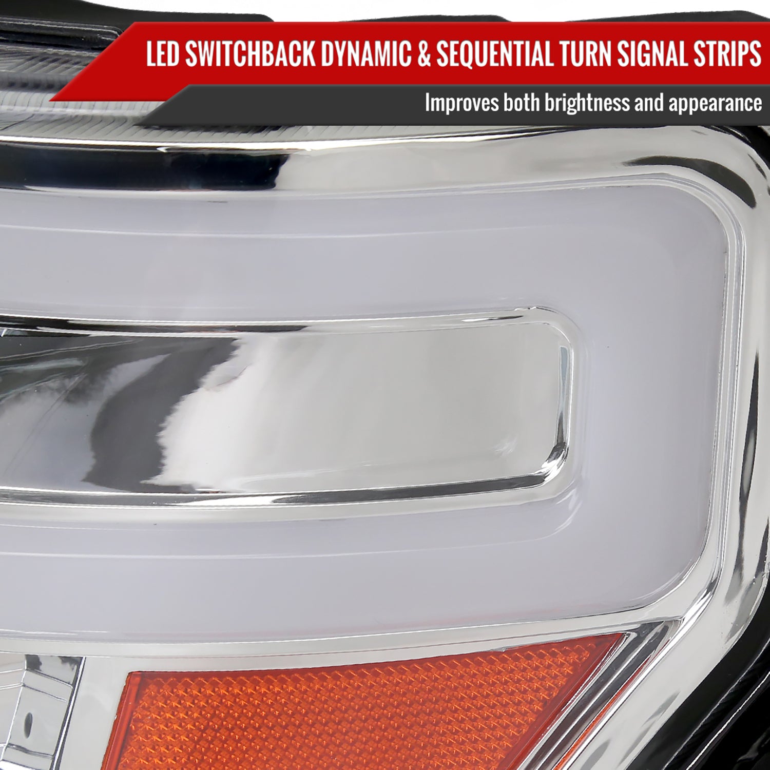 2009-2014 Ford F-150 Sequential LED Turn Signal Projector Headlights Chrome