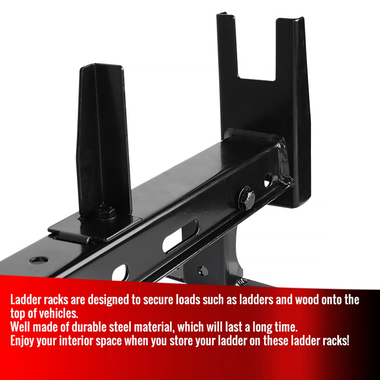 2010-2019 Ford Transit/Nissan NV Glossy Black Steel 3 Bar Roof Ladder Racks