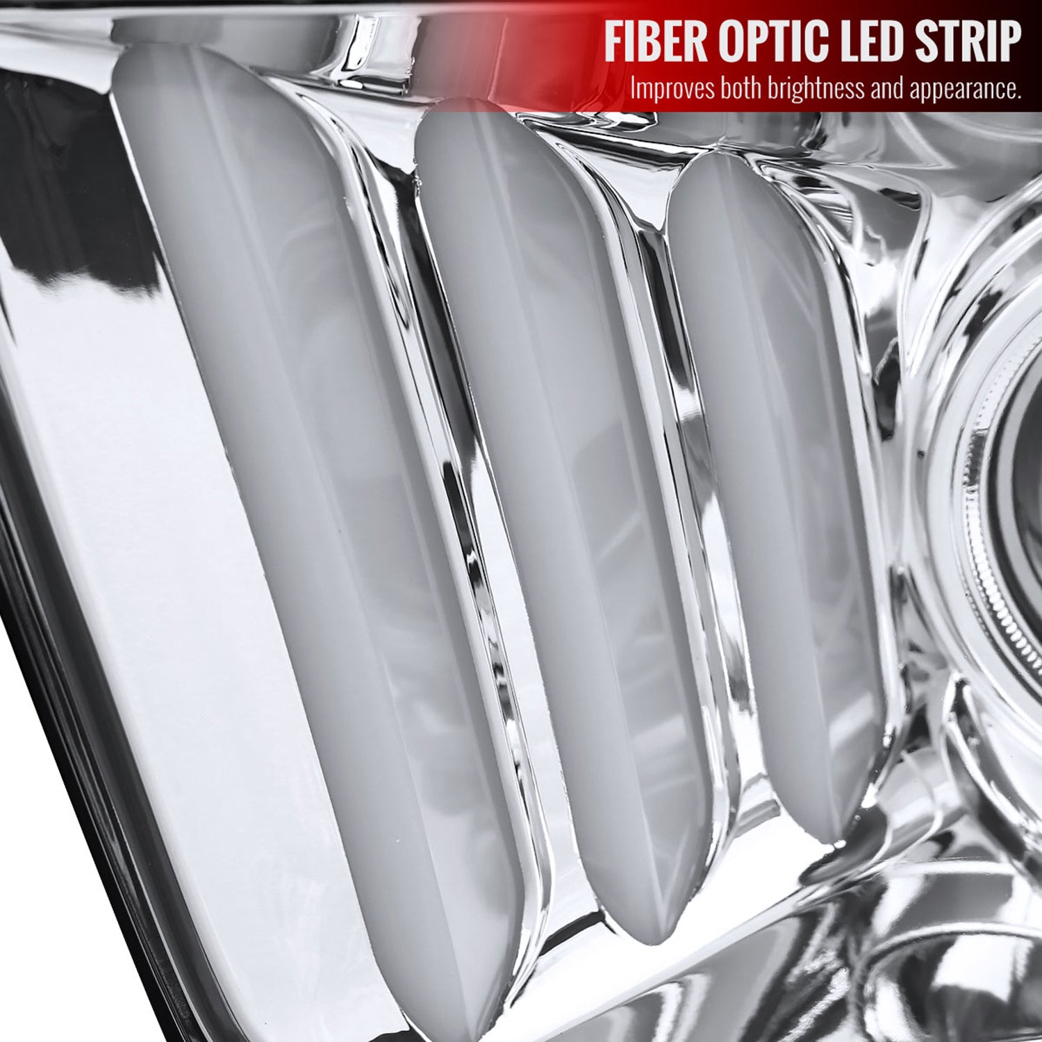 2005-2009 Ford Mustang LED Bar Projector Headlights Chrome/Clear Lens