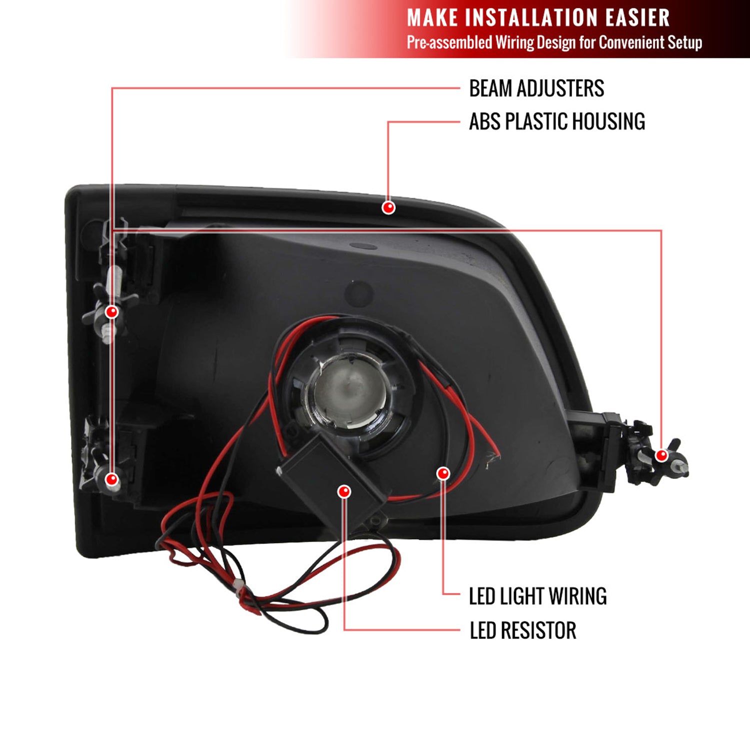 1997-2004 Ford F-150/Expedition Factory Headlights SMD LED Light Strip Smoke