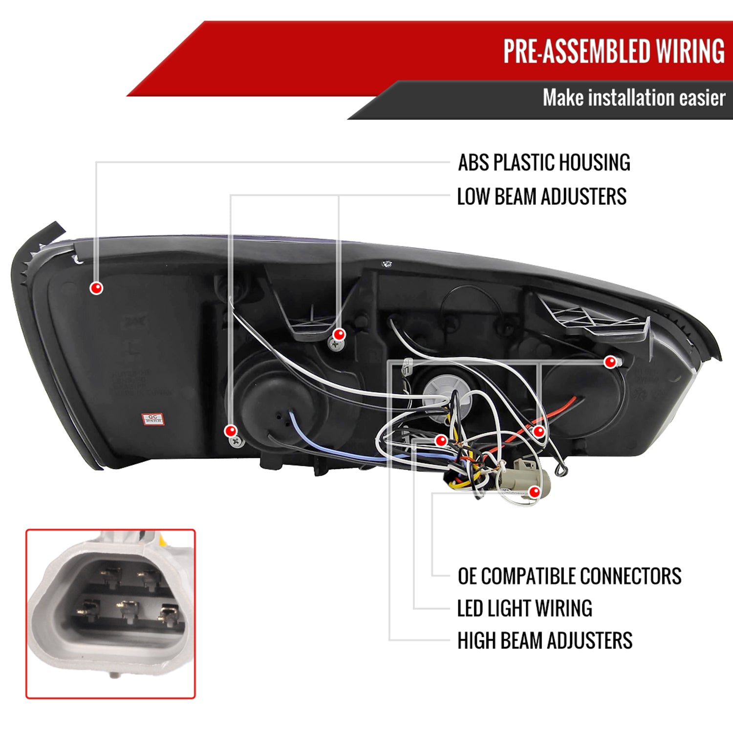 2004-2007 Chevy Malibu Dual Halo Projector Headlights Matte Black/Clear Lens