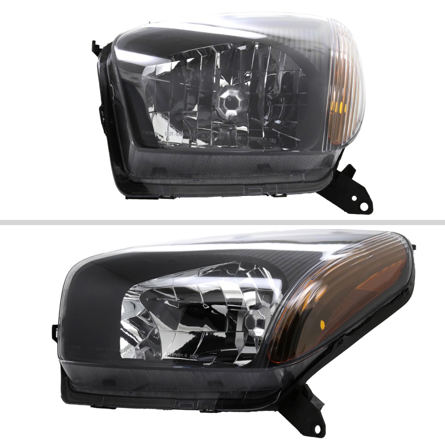 2001-2003 Toyota RAV4 Factory Style Headlights Matte Black/Clear Lens