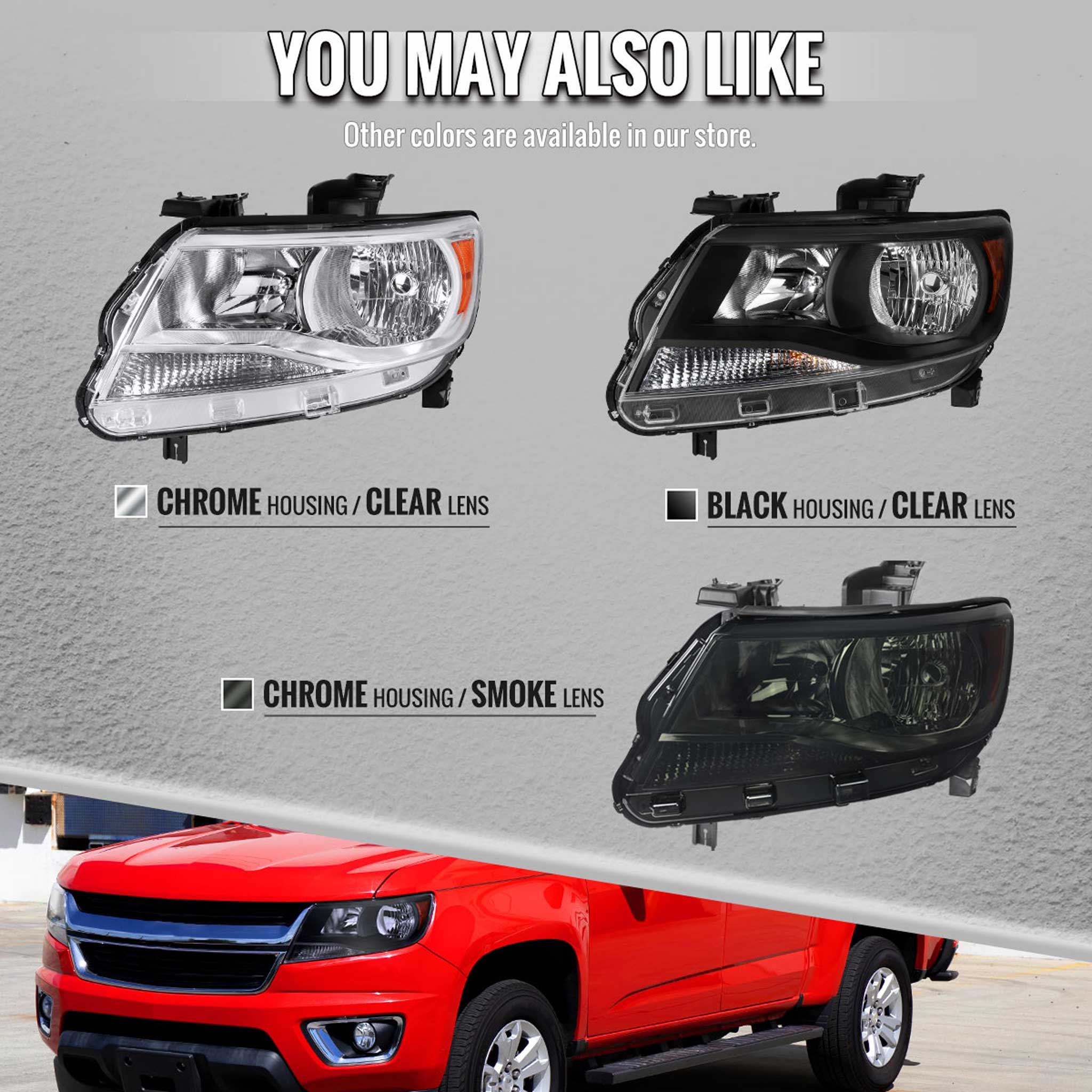 For Chevrolet Colorado 2015-2022 Factory Headlights Chrome Housing Clear Lens