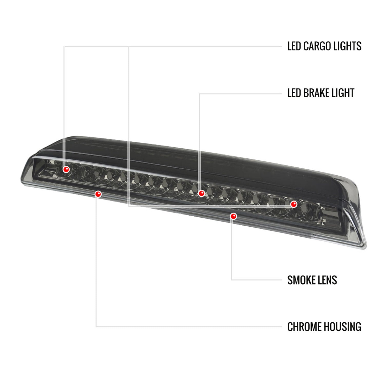 2004-2015 Nissan Titan LED 3rd Brake Light Chrome Housing/Smoke Lens