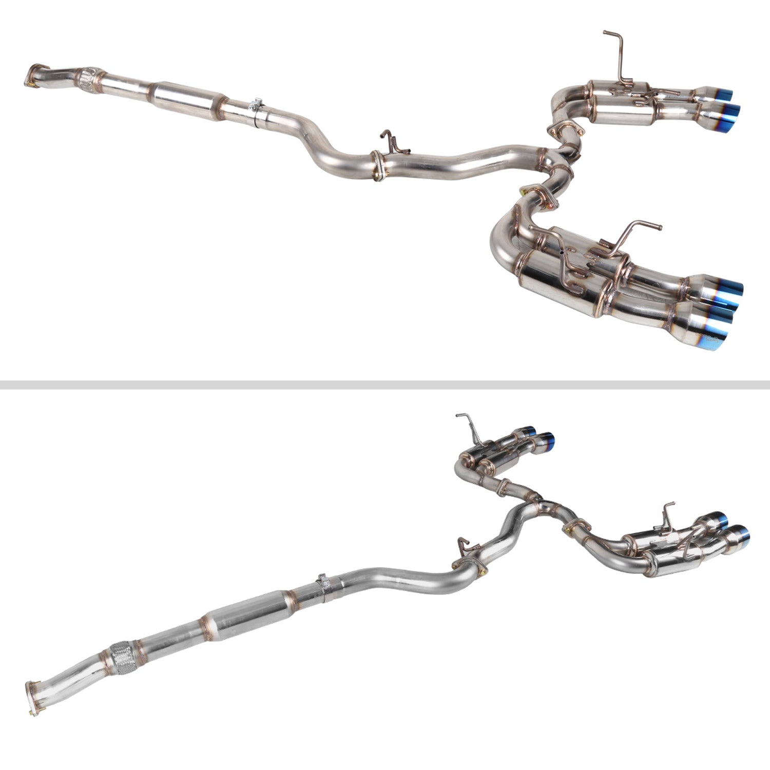 2015-2022 Subaru WRX STI 4" Quad Tip Steel Catback Exhaust System w/ Burnt Tip