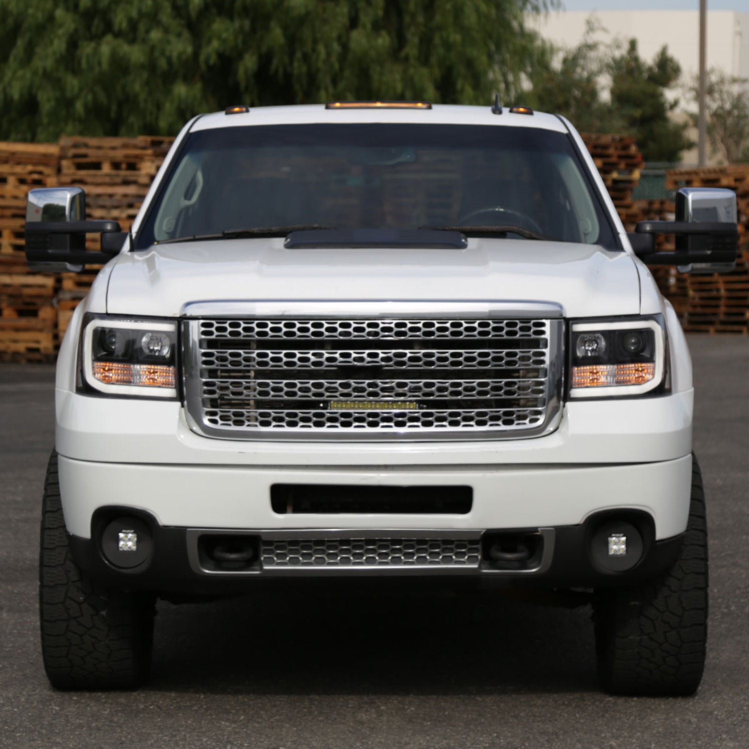 2007-2013 GMC Sierra 1500 1500HD 2500HD 3500HD LED C-Bar Headlights Black