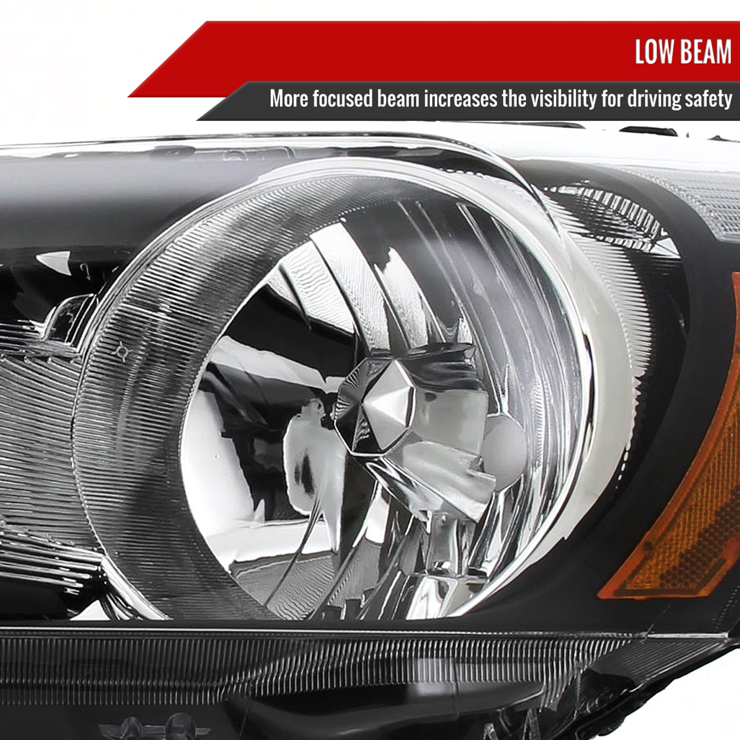 2008-2012 Honda Accord Sedan Factory Crystal Headlights Amber Reflector Black