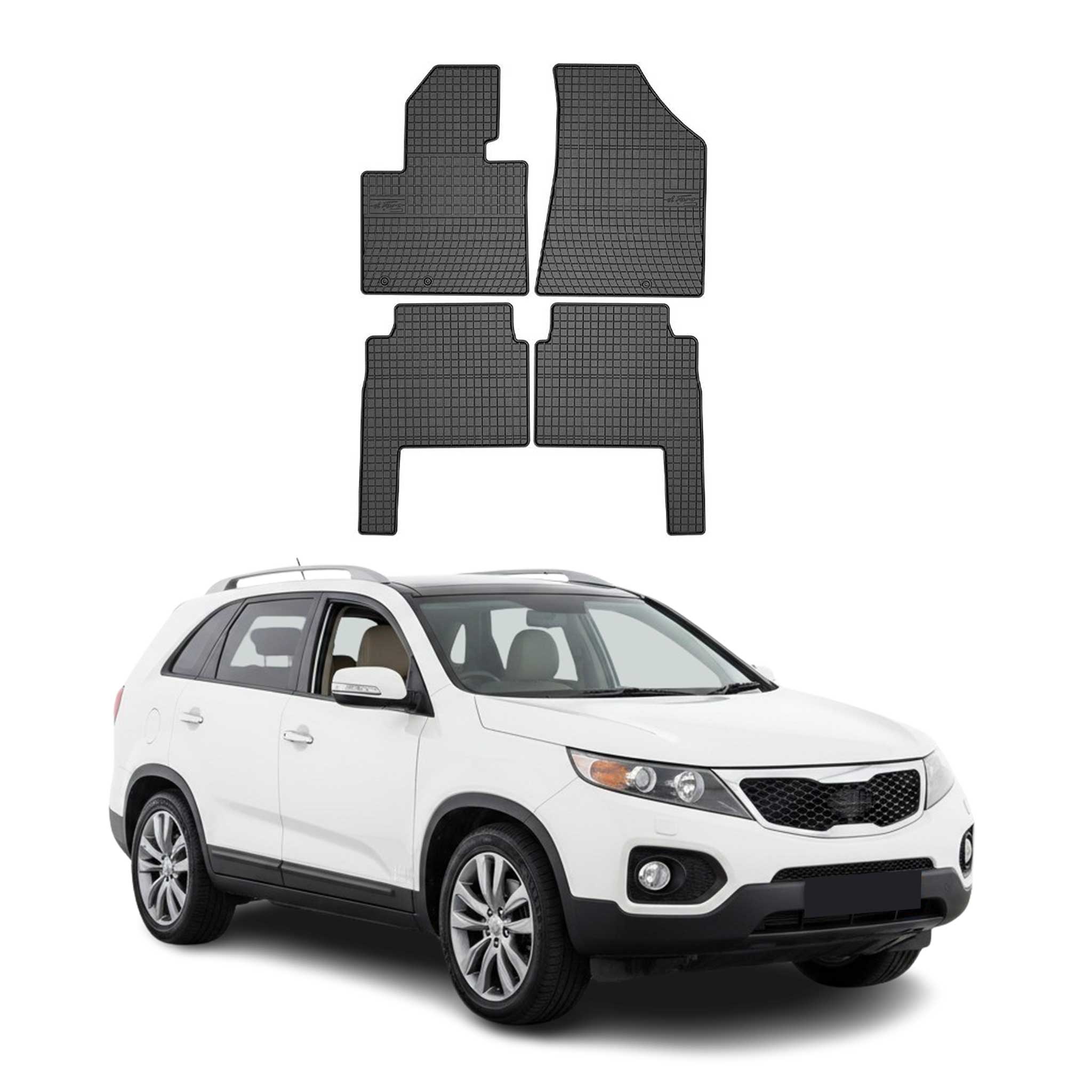 2011-2013 Kia Sorento Floor Mats Liners Full Set All Weather Rubber Black
