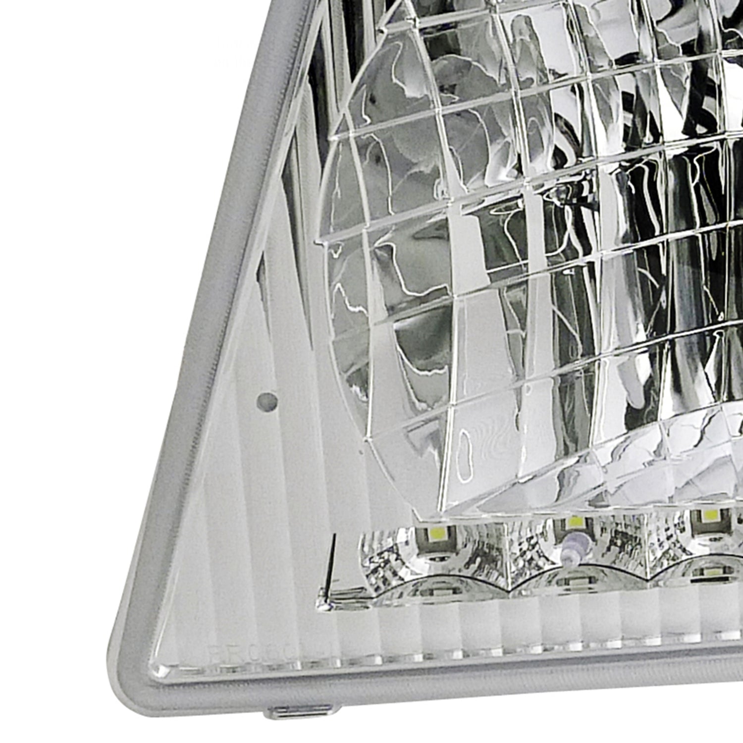 1992-2006 Ford Econoline Factory Headlights w/SMD LED Light Strip Chrome/Clear