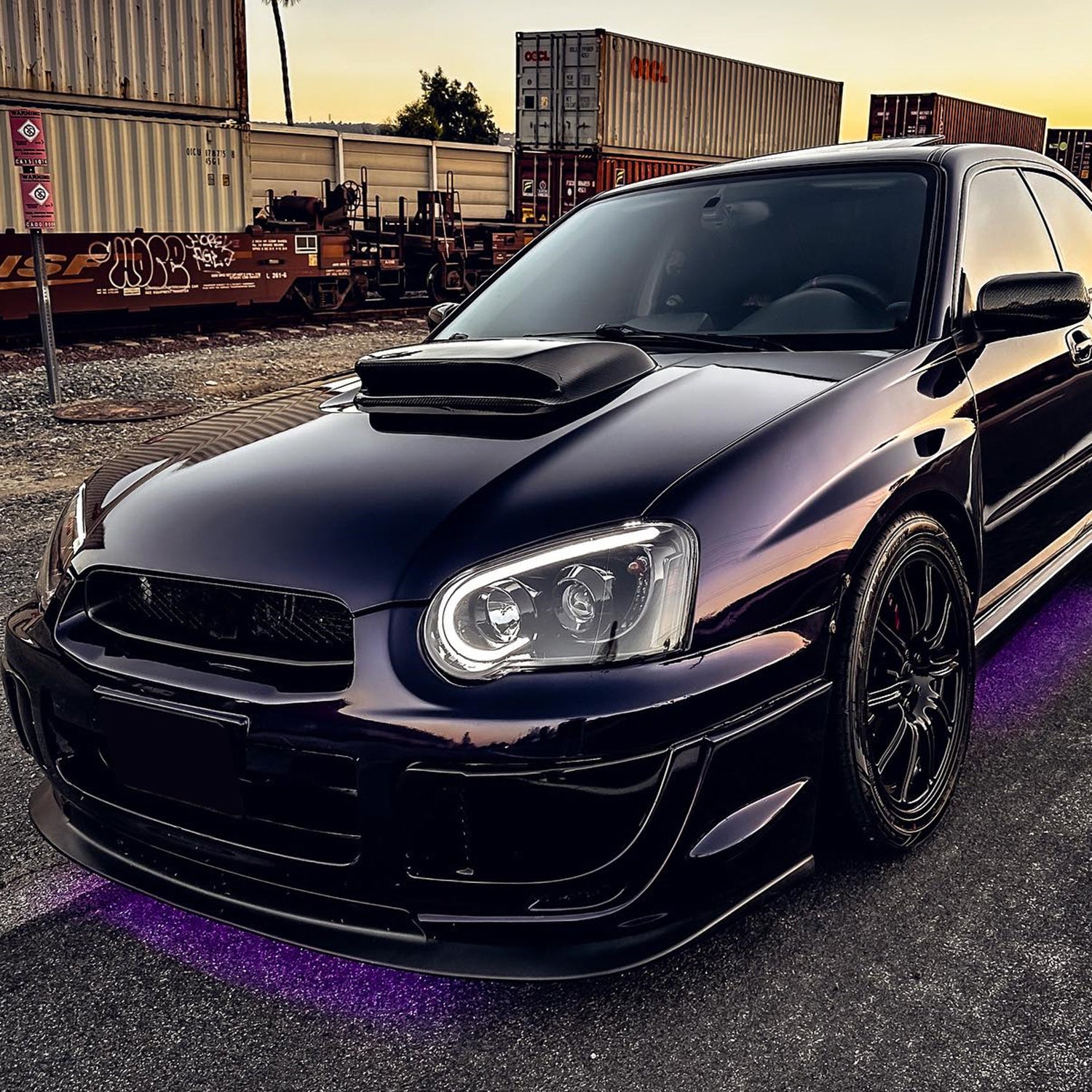 2004-2005 Subaru Impreza WRX/STI Outback Projector Headlights LED Light Black