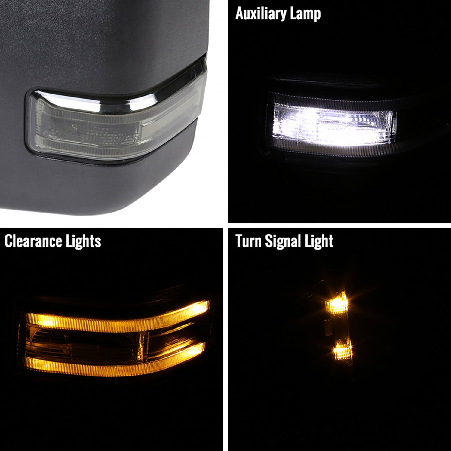 2015-2020 Ford F-150 Heated 8Pin/22Pin Towing Mirrors Smoke & Turn Signal