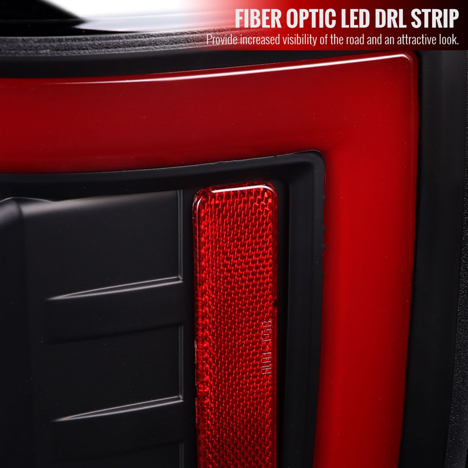 2017-2019 Ford F-250/350/450/550 Red LED Bar Tail Lights Matt Black/Clear